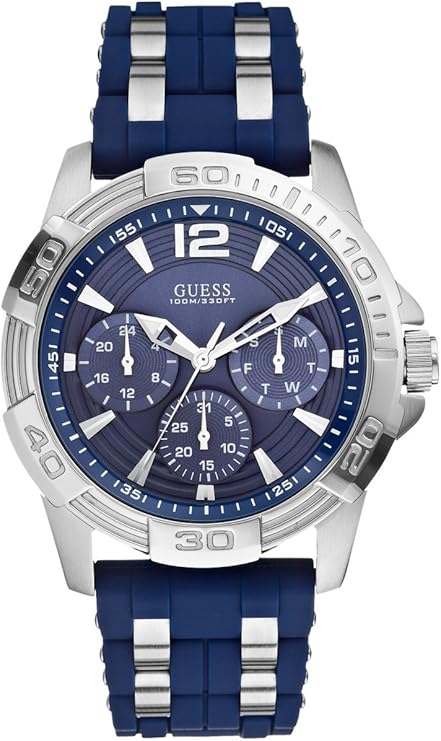 GUESS Men's U0366G2 Iconic Blue Multi-Function Watch with Silicone