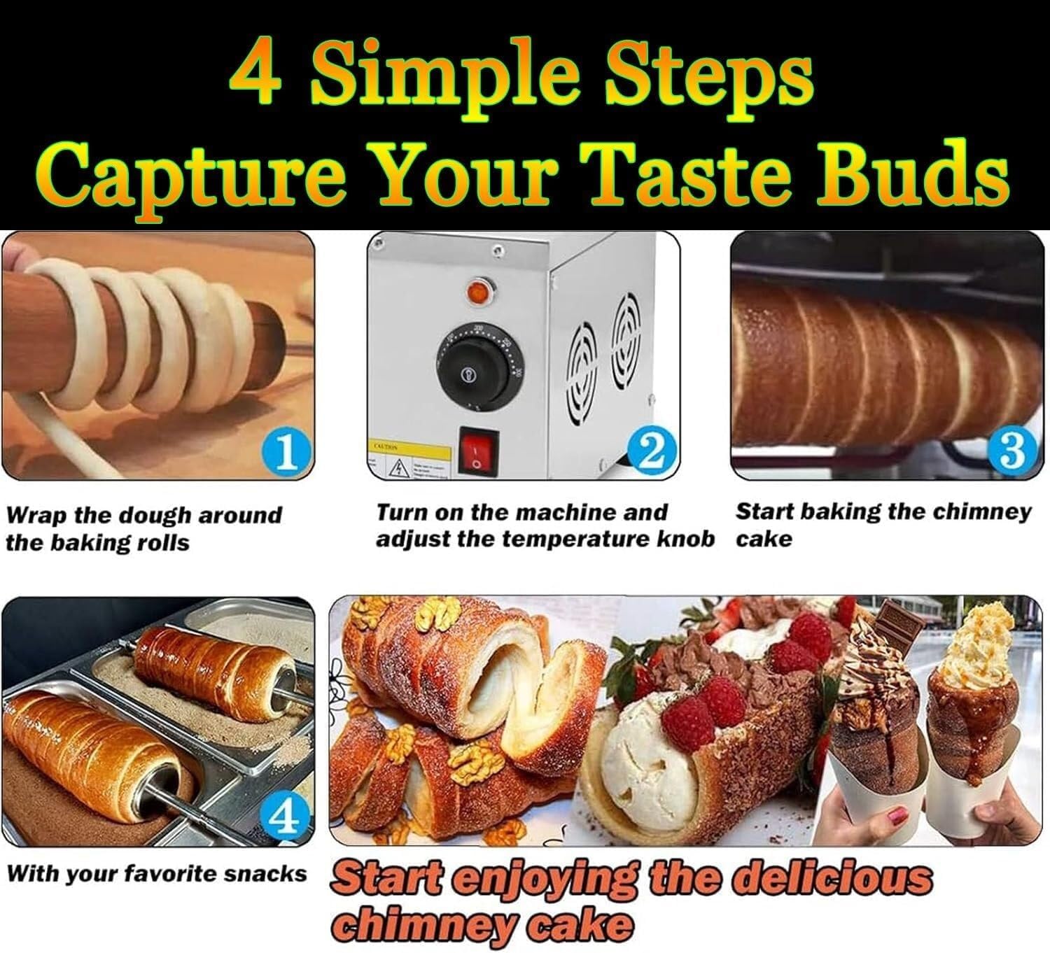 Stainless Steel Chimney Cake Roll Oven,Electric Commercial Chimney Cake Oven,Ice Cream Cone Grill Maker,1500W Snack Machine