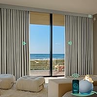 Vista 9 de Yoolax Cortina retráctil inteligente compatible con Alexa y Google Home, cortina motorizada cableada con control remoto personalizado (champán)