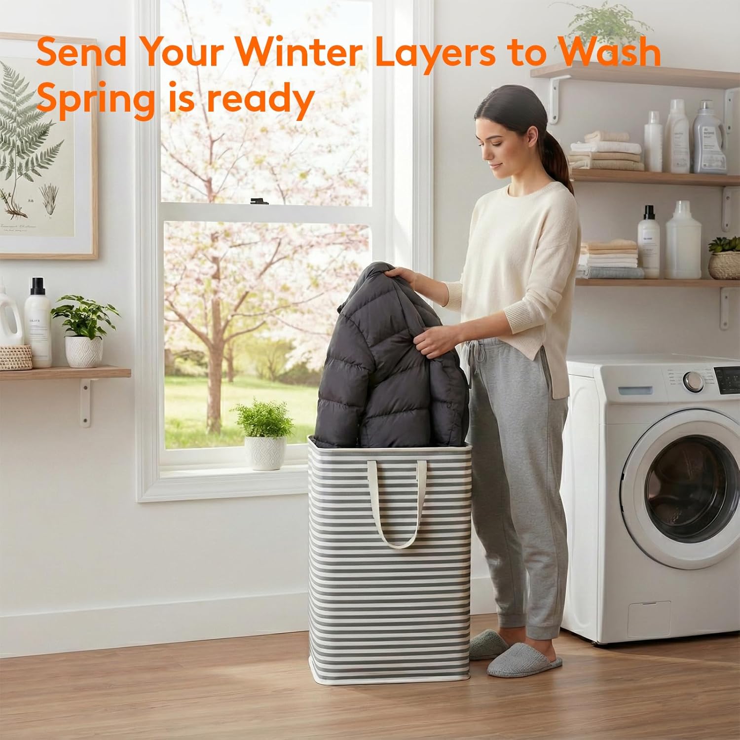Laundry Basket Each, Collapsible Clothes Hper with Reinforced