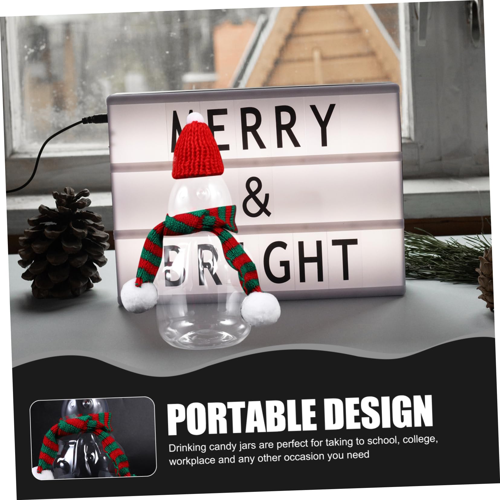 CORHAD Gingerbread Man Beverage Bottles Christmas Snowman Storage Containers Party Leftover Jars