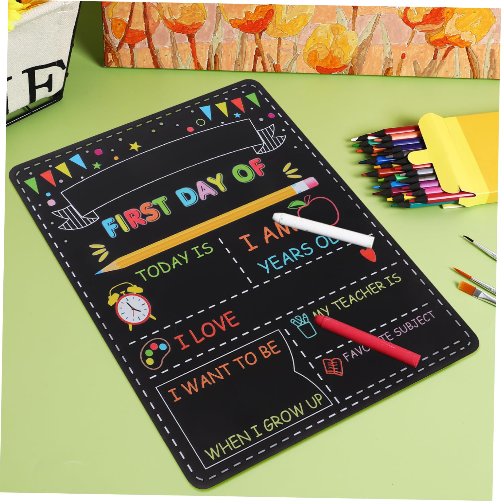 Housoutil 5 Pezzi Lavagna Doppia per Primo e Scuola Lavagnetta in Accessorio Riutilizzabile per Foto per Asilo Università Forniture Scolastiche Back To School
