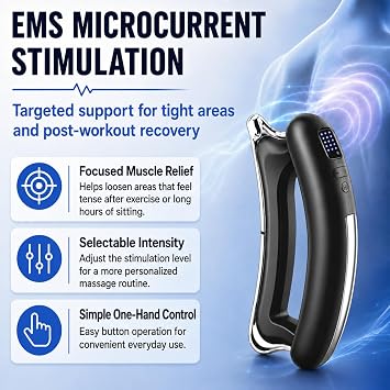 Electric Body Sculpt Massager, Portable Massage Tool with Soothing Heat & Adjustable Vibration, 5 Intensity Levels, Ergonomic for Neck, Shoulder, Back, Waist, Leg Relaxation (Black)