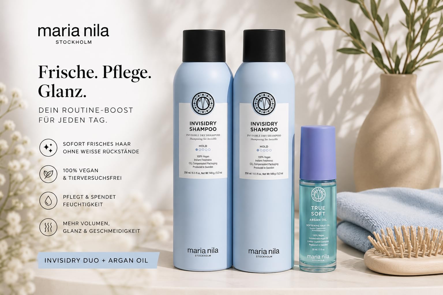 MN Invisidry Shampoo 2x 250 ml + True Soft Argan Oil 30 ml