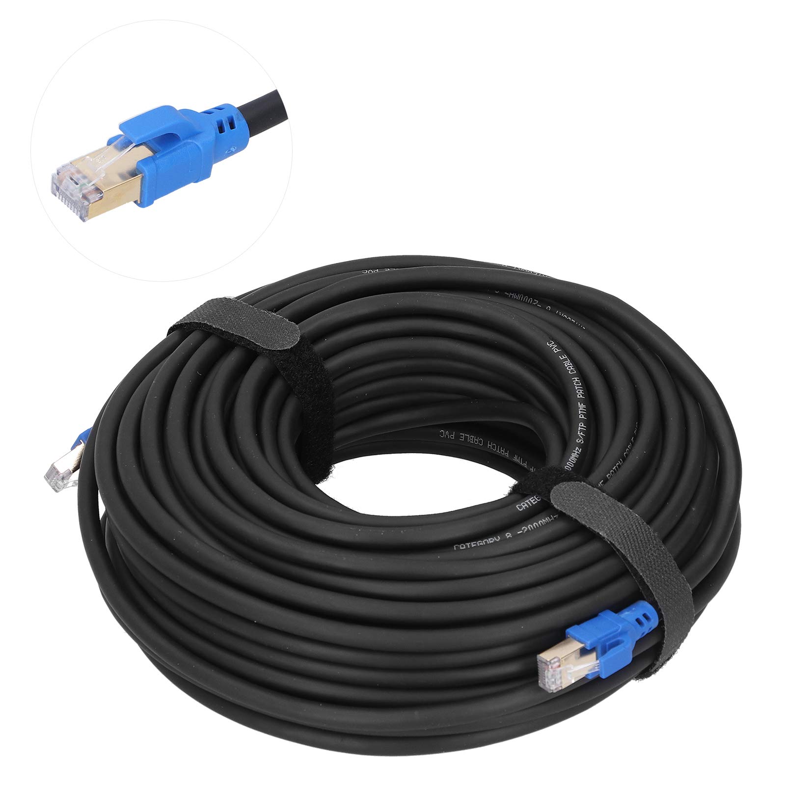 Kabel Ethernet Cat8 40 Gb/s 2000 MHz, Ekranowany Kabel Sieciowy LAN o Dużej Prędkości SFTP, Pozłacane Złącze RJ45, Kompatybilny Wstecz z Cat7/Cat6a/Cat6/Cat5e dla Routera, Modemu, (25 m /