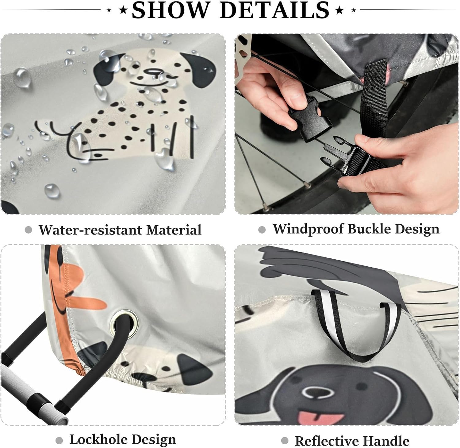 Cute Dog Bike Cover Waterproof Outdoor Storage, Bicycle Cover Rain Sun UV Wind Proof for Mountain Bike,Road Bike,Electric Bike