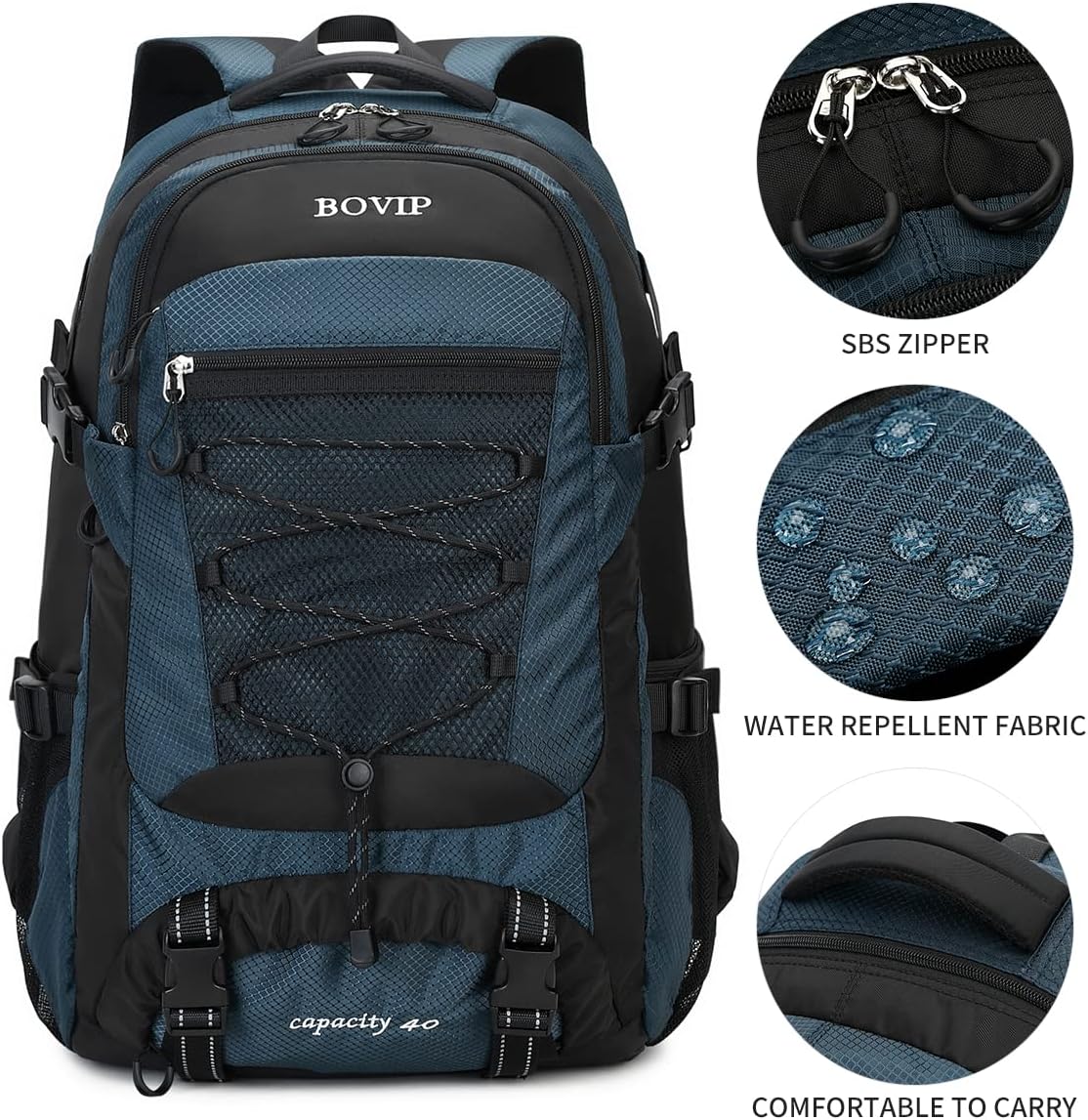 40L Hiking Backpack Waterproof Lightweight Daypack Travel Sports Camping Backpack for Men Women Blue