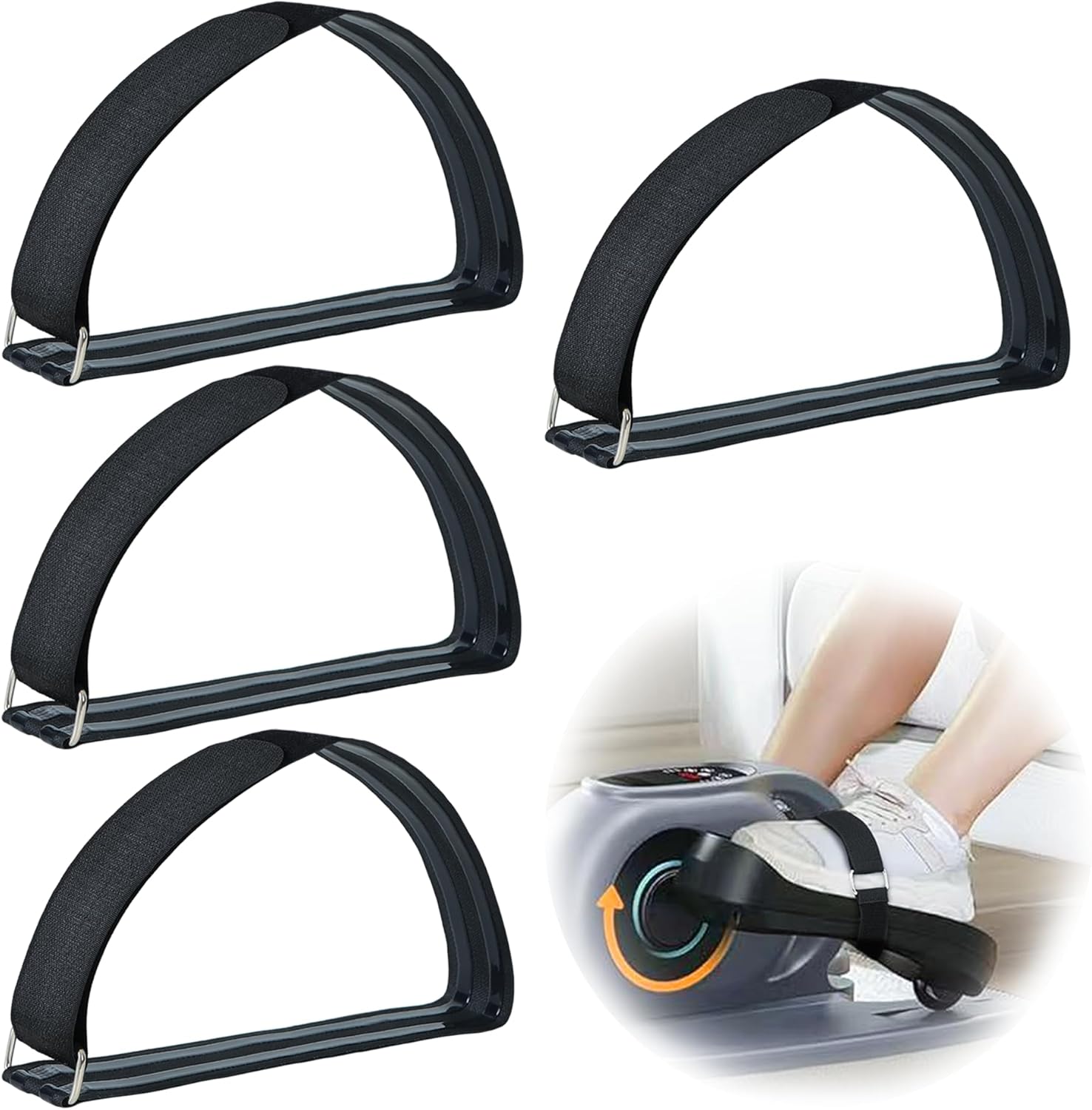 4 Pcs Ellipse Leg Exerciser Pedal Straps，Non-Slip Foot Pedal Straps fo…