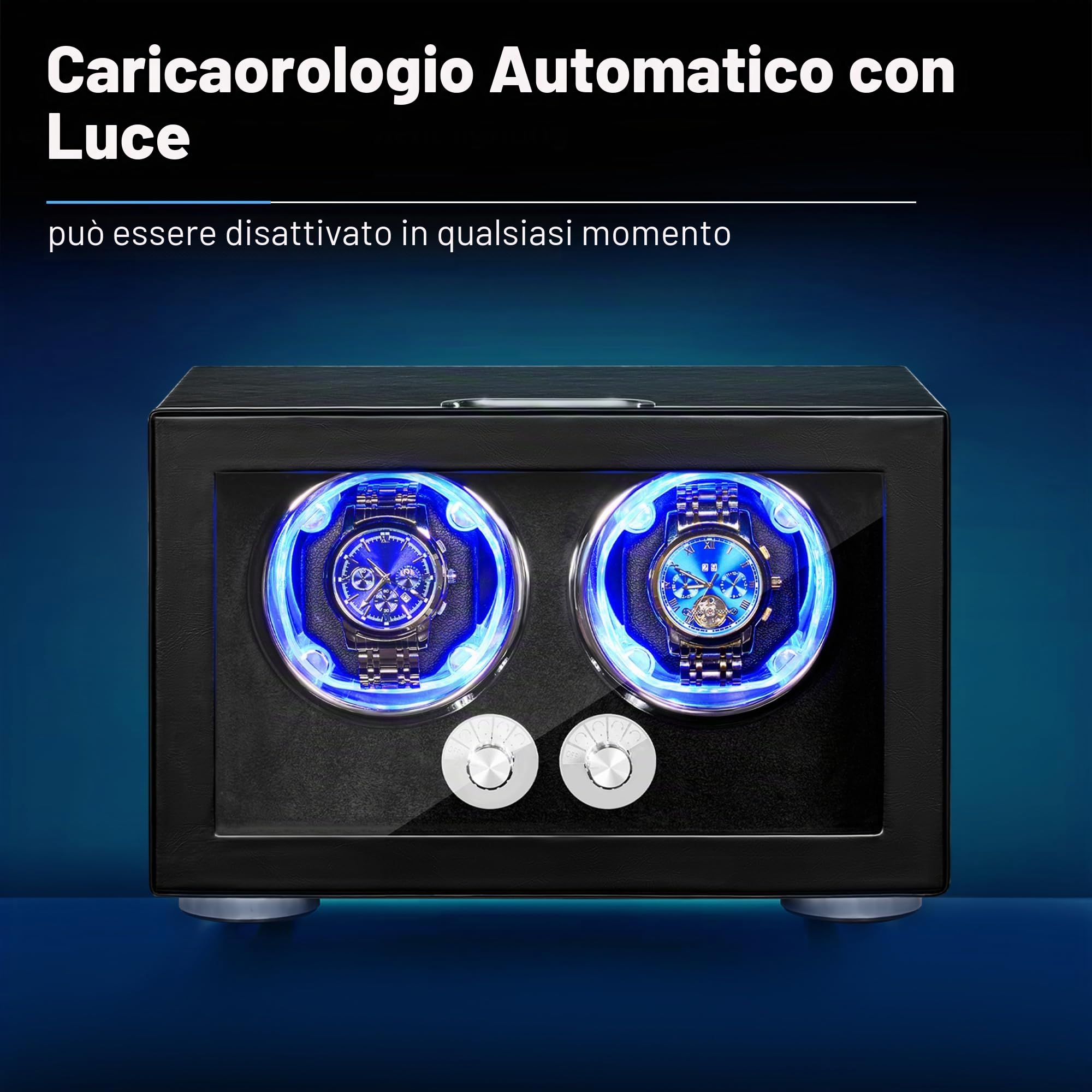 ANWBROAD Caricaorologi per orologi automatici, doppio rotatore per orologi con LED e 4 modalità, motore Mabuchi super silenzioso, adattatore UJWW004B