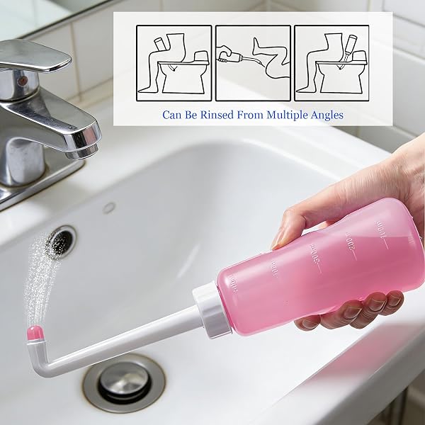 500ml Botella Perineal Postparto, Bidet Portatil para Mujeres,Botella Lavado Perineal Postparto para Maternidad, Ideal para Higiene Intima, Ducha Vaginal, Limpieza Anal, Cuidado Postnatal, Rosa - 4