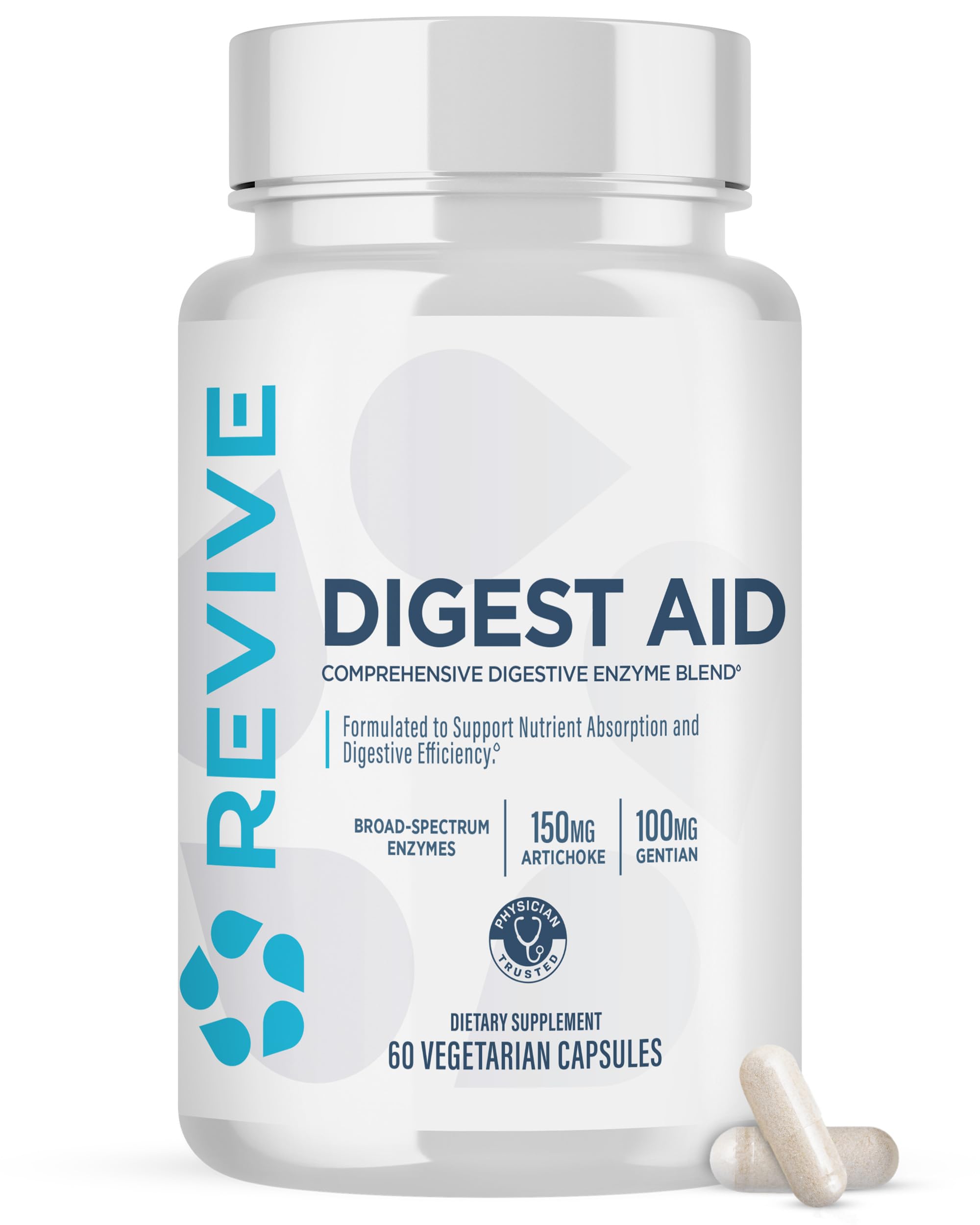 Revive MD | Digest Aid | Promotes The Digestion of Proteins, Fats, Starches & Fibers for Men and Women | Supports Gastric Acid Balance | Targeted Enzyme Support | Increase Enzymes | 80 Capsules