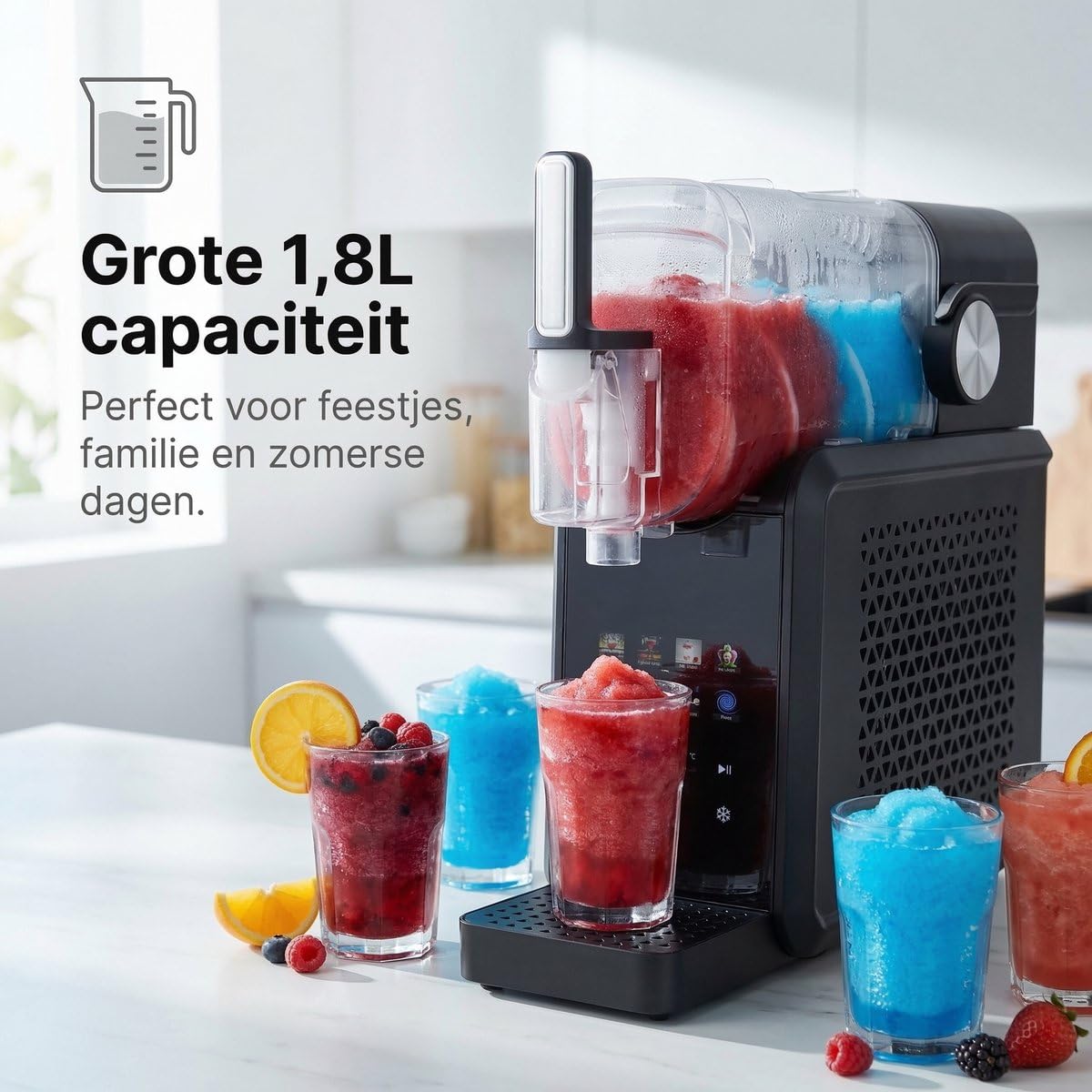 Machine à granités Lugia Arctic – Machine à Slush Puppies – 1,8 L – 7 programmes – Milkshakes, frappés, cocktails glacés et smoothies – Machine à glace – Autonettoyante – 200 W