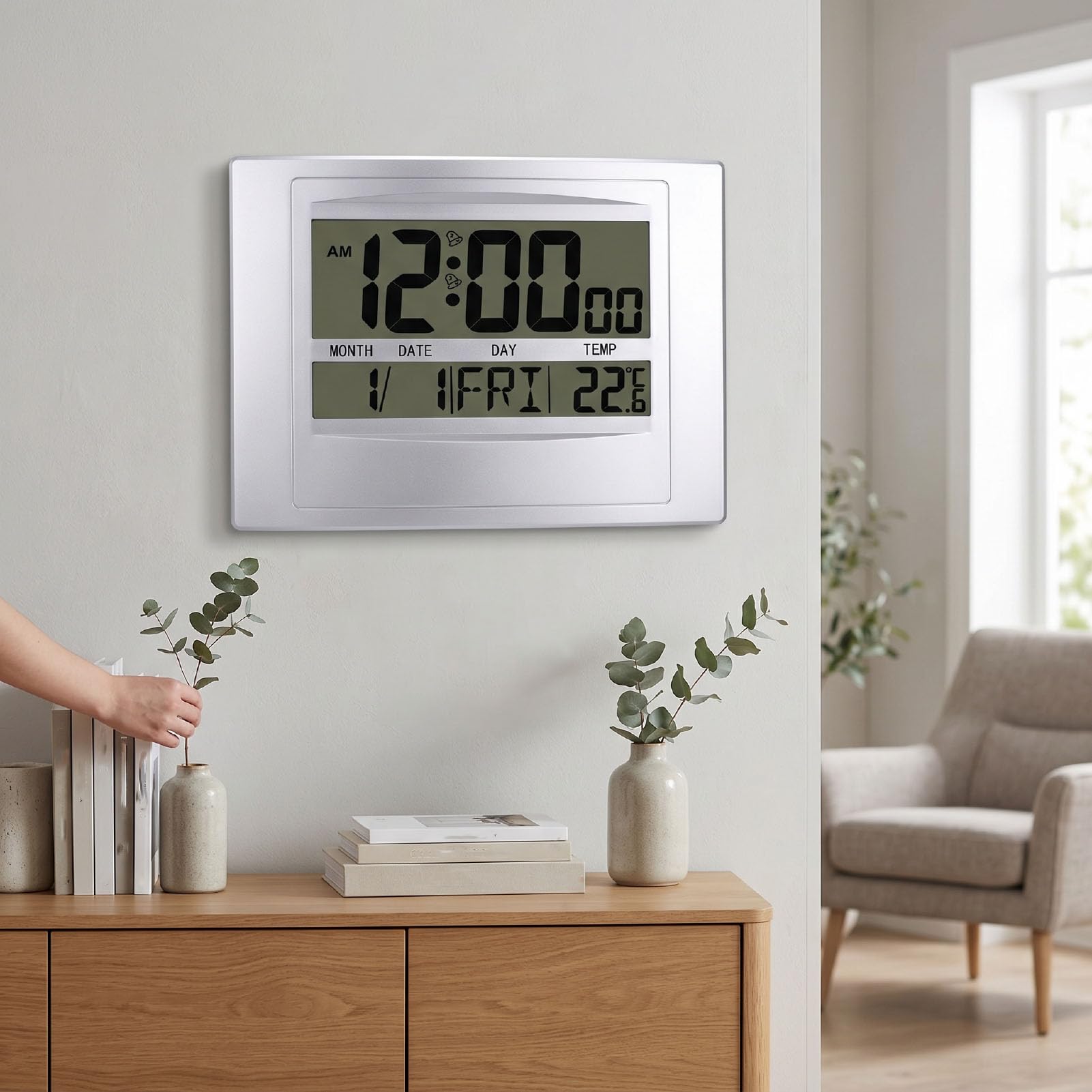 Fabater Orologio Elettronico da Scrivania con unità a Doppia Temperatura e Ampio Schermo Facile Visualizzazione in Camere da Letto e Uffici
