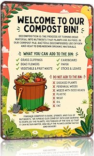 Welcome To Our Compost Bin Metal Sign Art 12x8 Inch