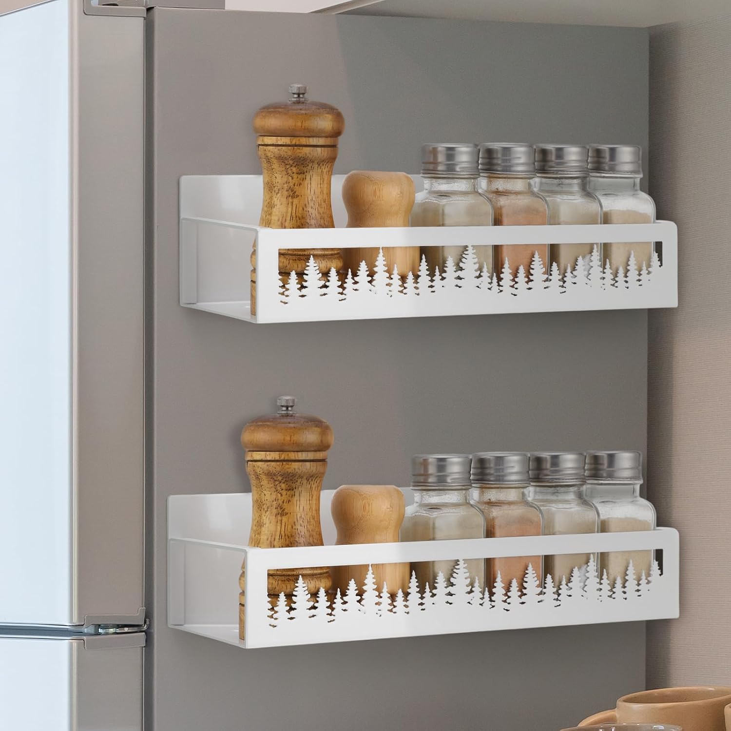 Amazon.com: Beeveer 2 Pack Christmas Tree Magnetic Spice Rack for ...