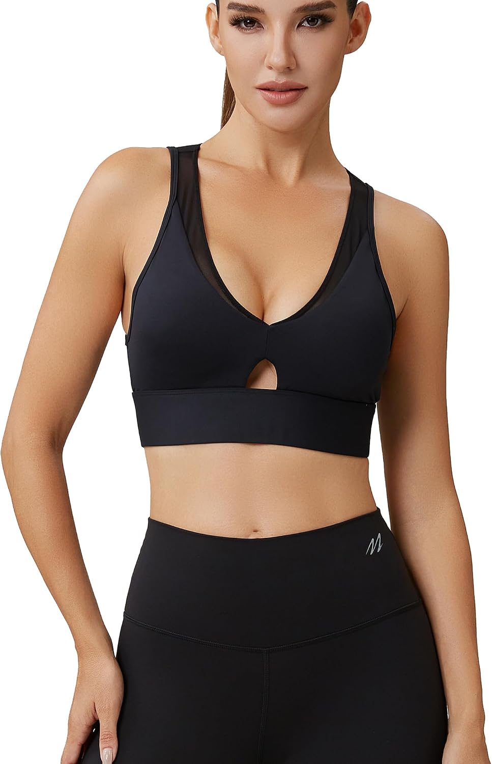 Womens Mesh Sports Bras V Neck Workout Bra Training Fitness Running Yoga Bra