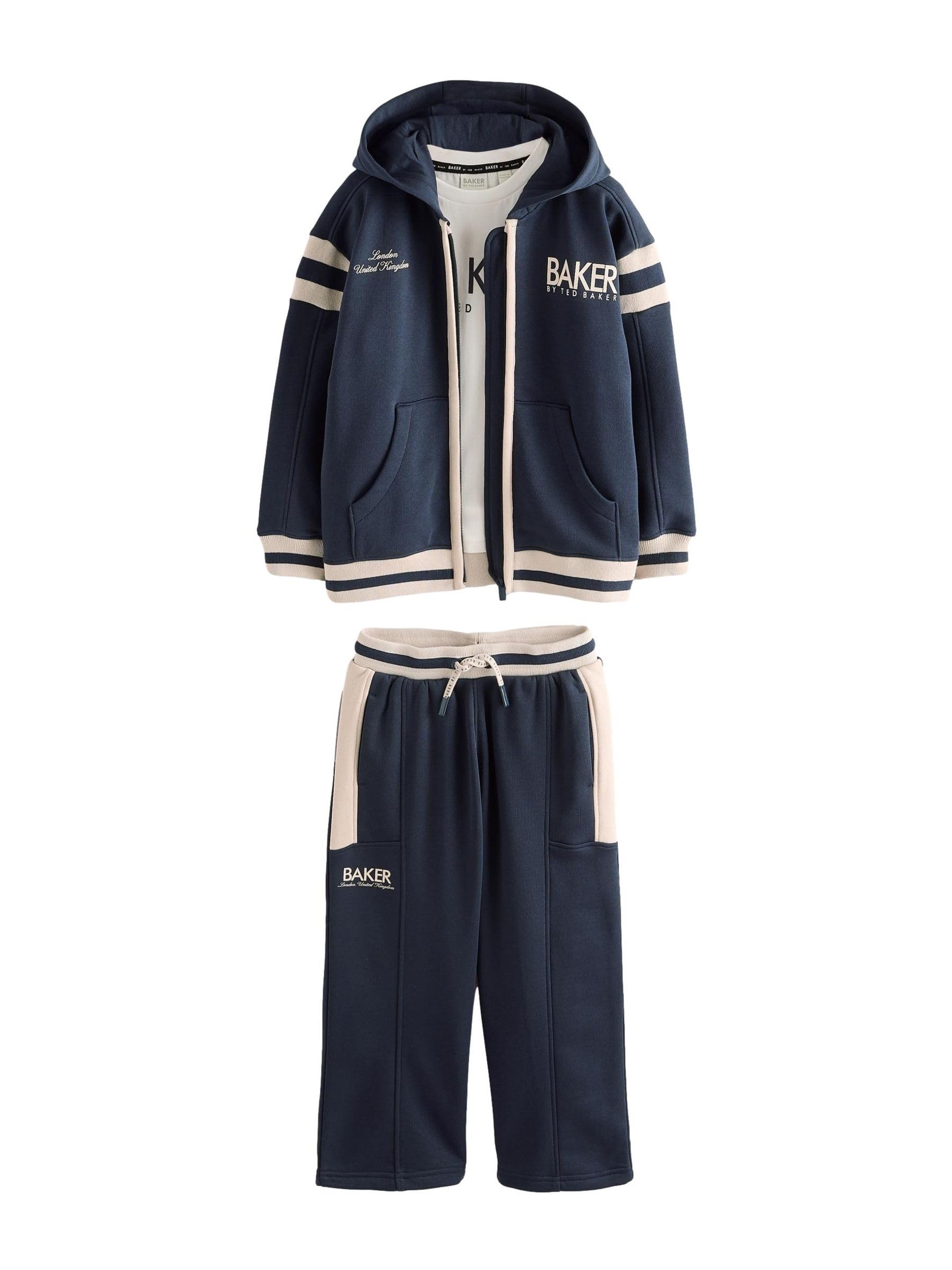 Niños Conjunto de sudadera con capucha y cremallera, camiseta y pantalones de chándal de pernera ancha