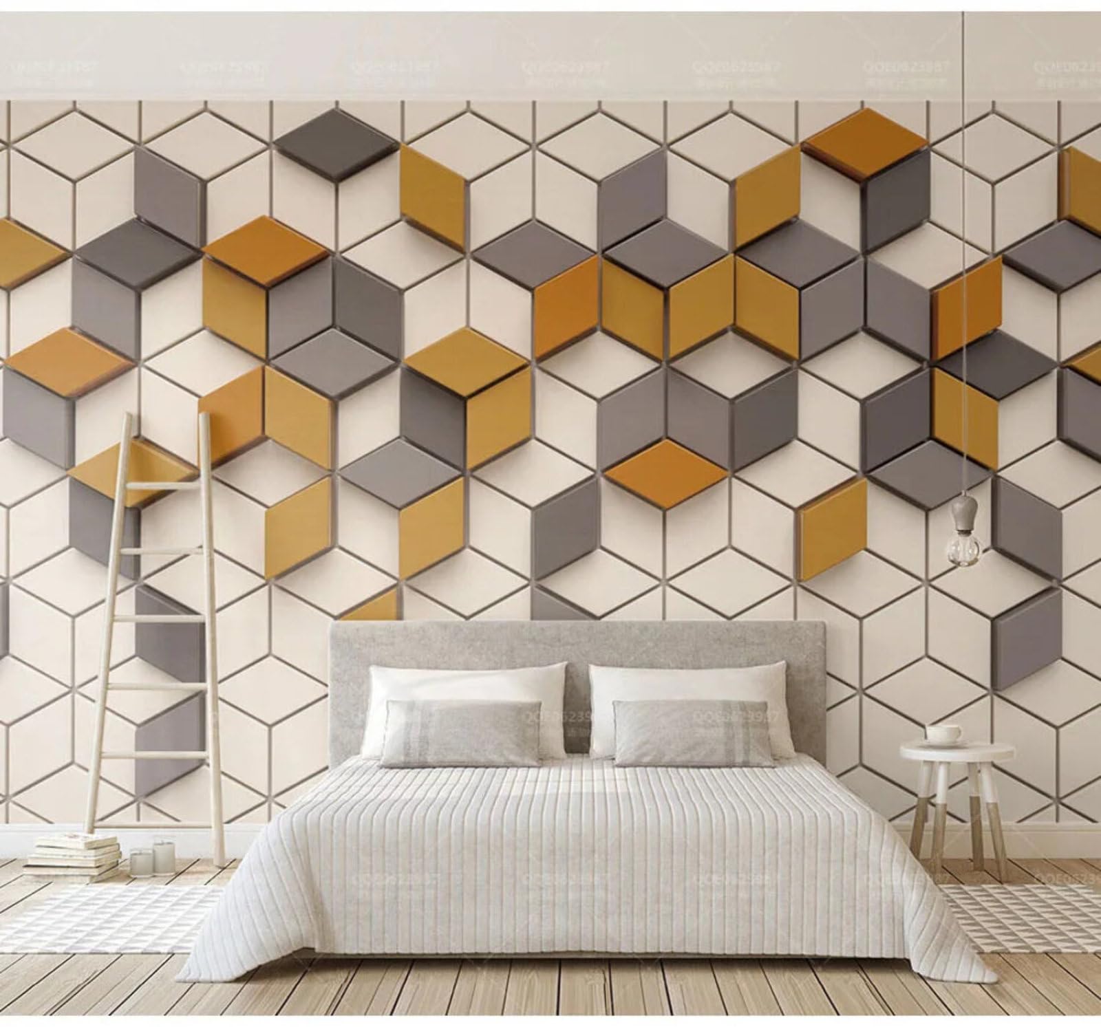 Abstract Three Dimensional Geometric Square Art 3D Wallpaper Easy Install Feature Office Living Room Sofa Bedroom TV Background Wall Decoration-250cm×170cm
