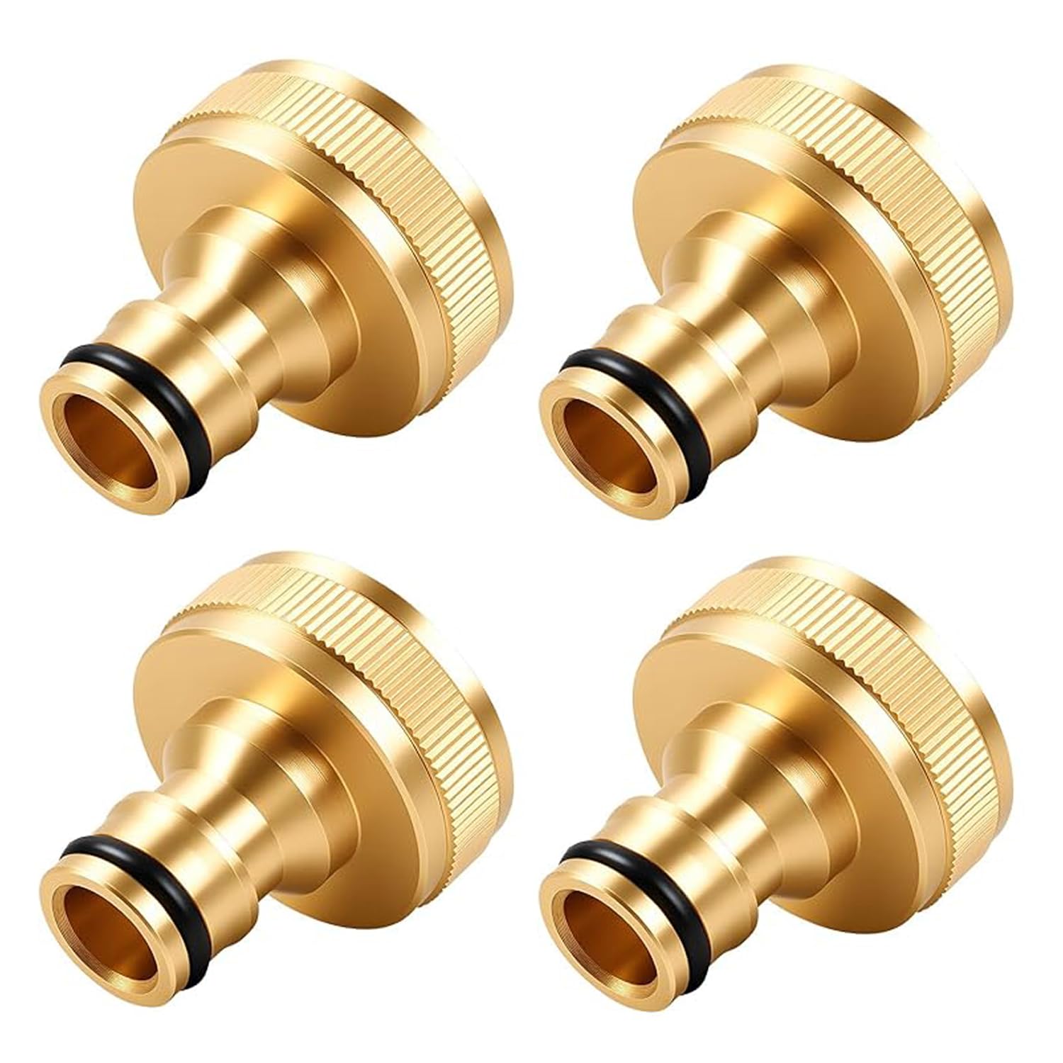 Srvauyea 4 Pcs Tap Connector for Hose Pipe, 31mm G 1" Brass Garden Hose Tap Connector Female Threaded Tap Hose Connector Adapter, Hosepipe Connectors and Fittings for Outside Tap 1 inch