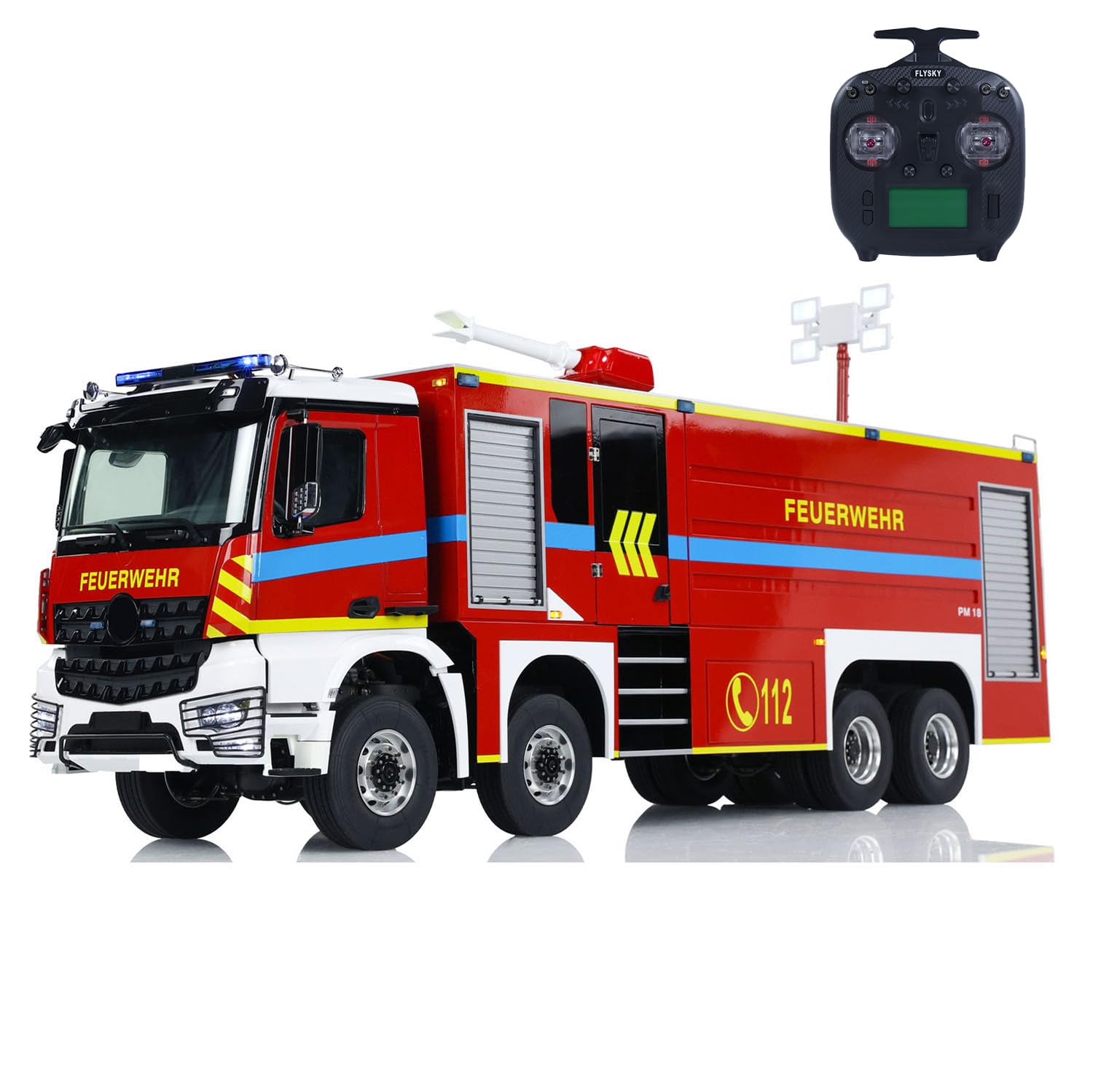1 14 8X8 RC Fire Fighting Truck Radio Control Fire Car Light Sound System Metal Chassis Motor Servo