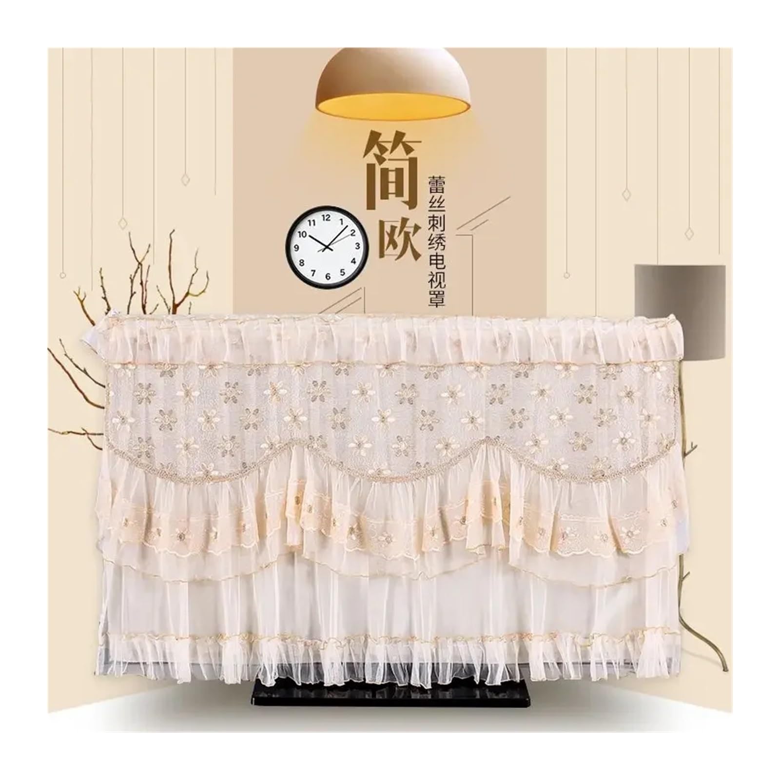 Copertina Tv TV Cover Cover 55 Inch Household Wall Mounted Cover Television Curtain Cloth(Style 05,107x62cm)