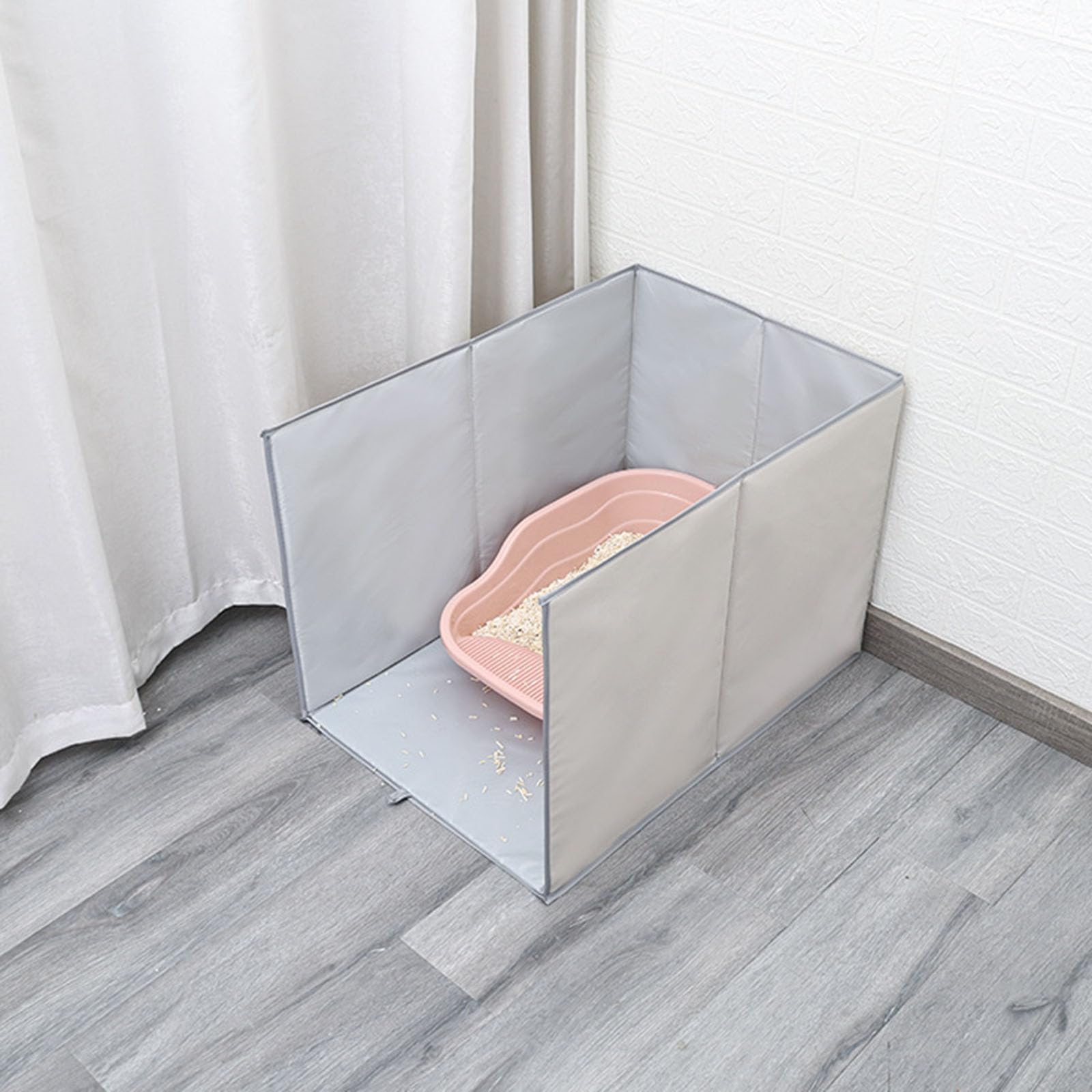 Protector de caja de arena para gatos a prueba de salpicaduras, tapete flexible de PVC, bandeja de instalación rápida, valla de barrera para el hogar, caja de espacio reducido, barrera contra