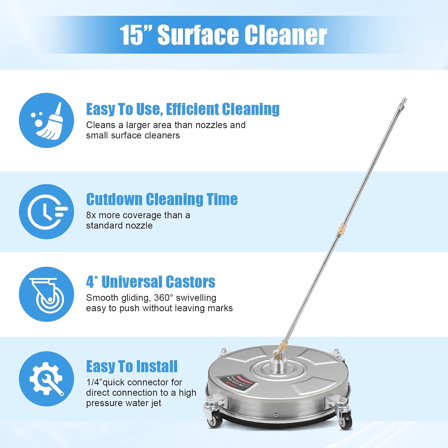 専用ページ FAHKNS 15インチ 高圧洗浄機表面クリーナー 4輪付き ステンレス