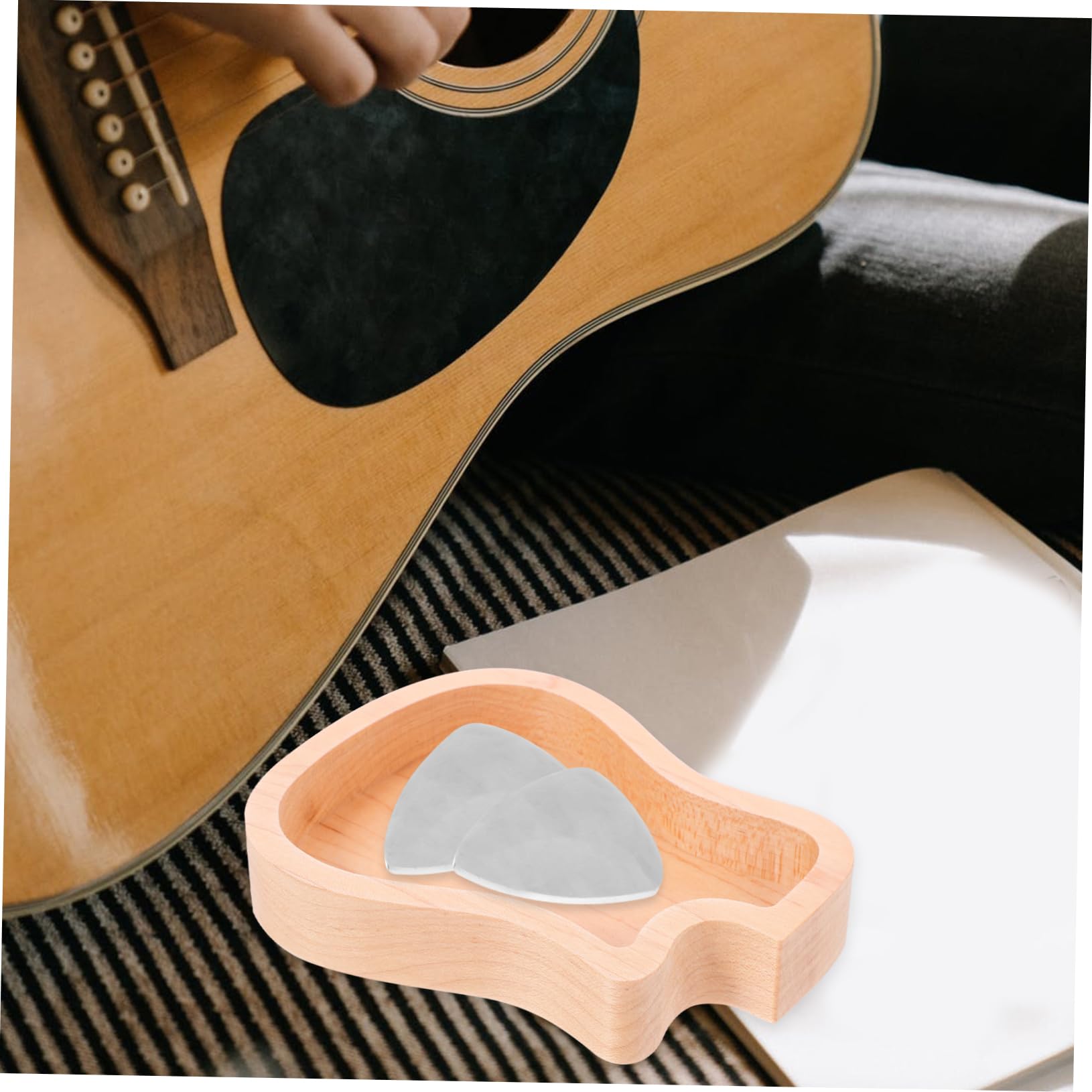 3Er-Box Aufbewahrungskoffer für Gitarren Ringhalter Schlag für Gitarrenplektrum Bass Daumenstütze Schmuckhalter Ukulele Zubehör Spielzeugzimmer wählen Container Hölzern