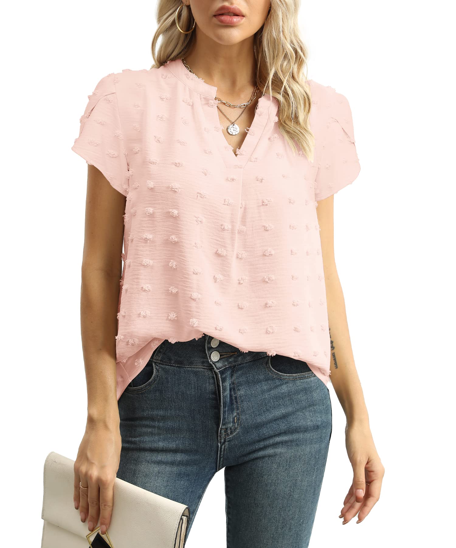 YSYOKOWYSYOKOW Womens V-neck zippered Tops Casual