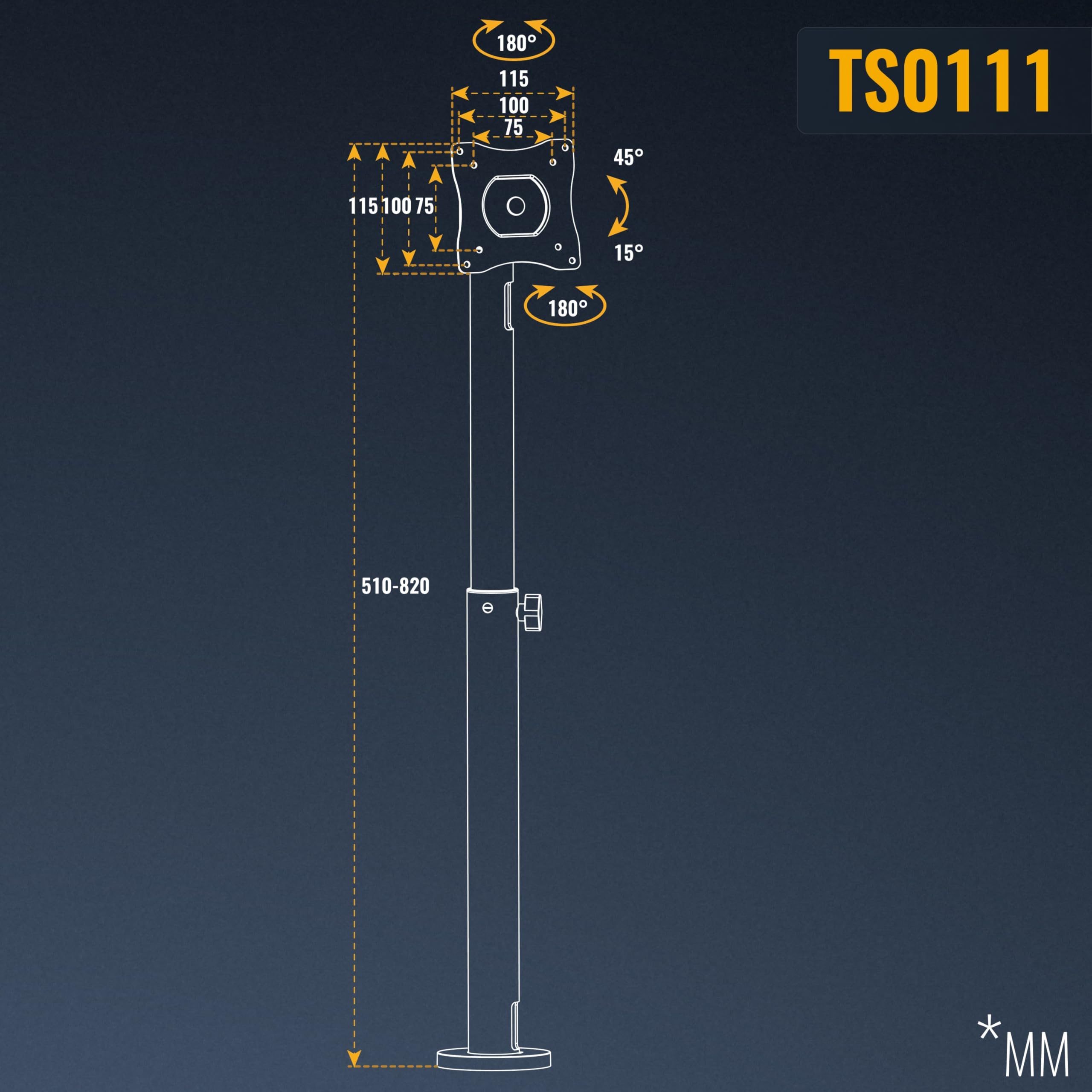RICOO TS0111 Supporto monitor da scrivania 13-34 pollici per 13 34 pollici girevole inclinabile fino a 15 kg max VESA 100x100