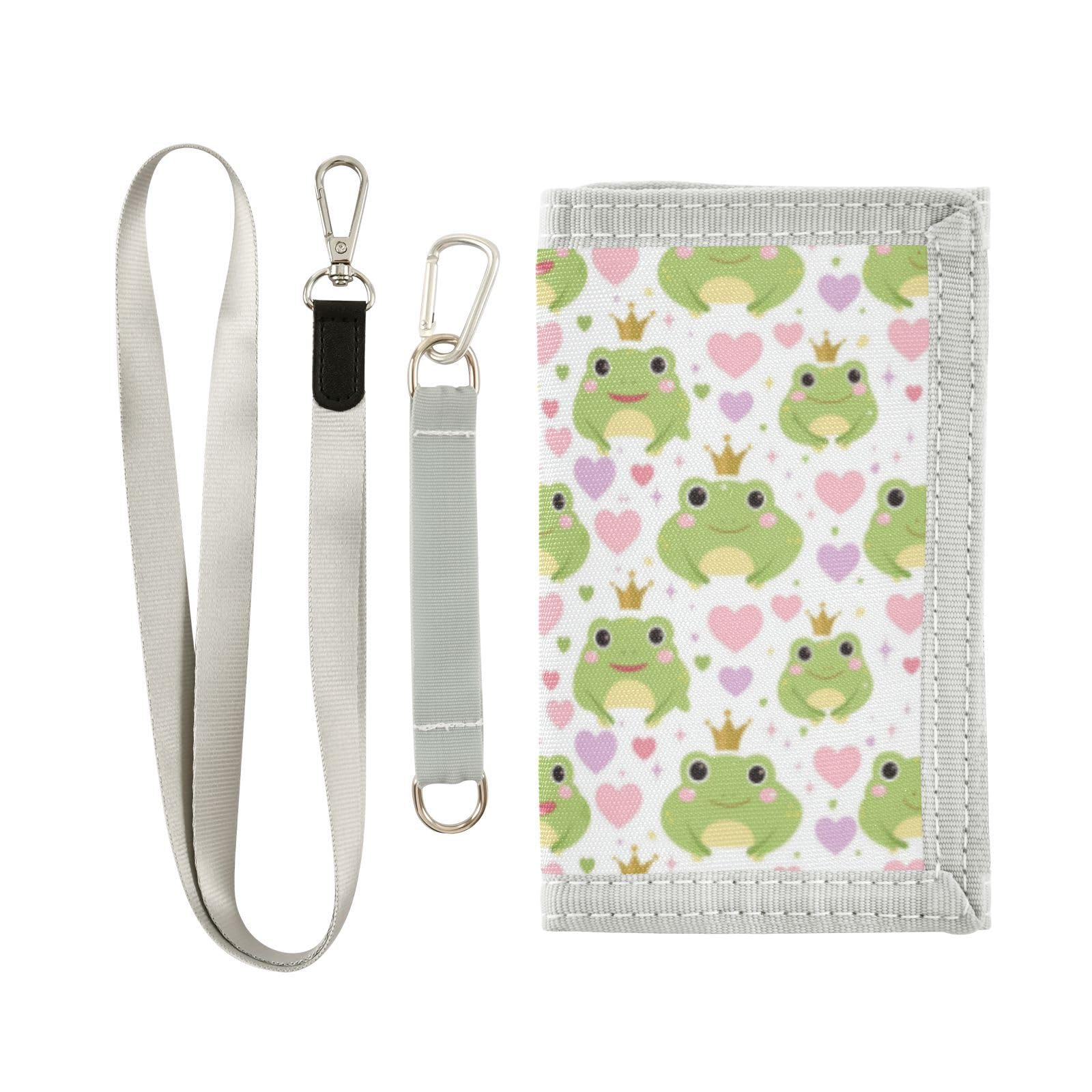 Wusikd Cute Frog Princess Kids Wallet for Boys Girls Pink Hearts Toddler Trifold Wallet Novelty Wallet for Teens Women Men
