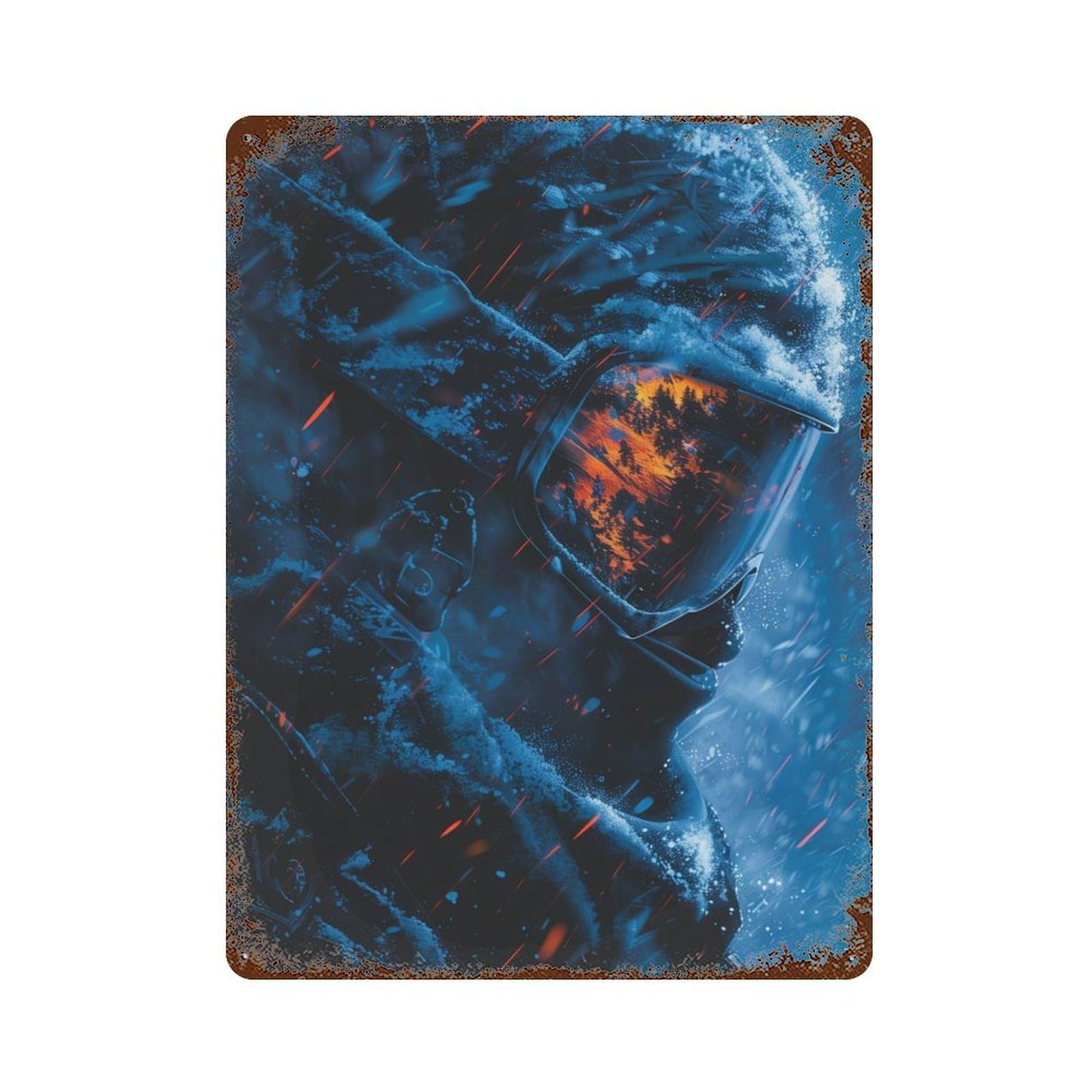 Storm Skier Digital Art Vintage Metal Tin Sign 15.7"x11.8", Ideal for Cafe, Home Bar And Lounge Decor