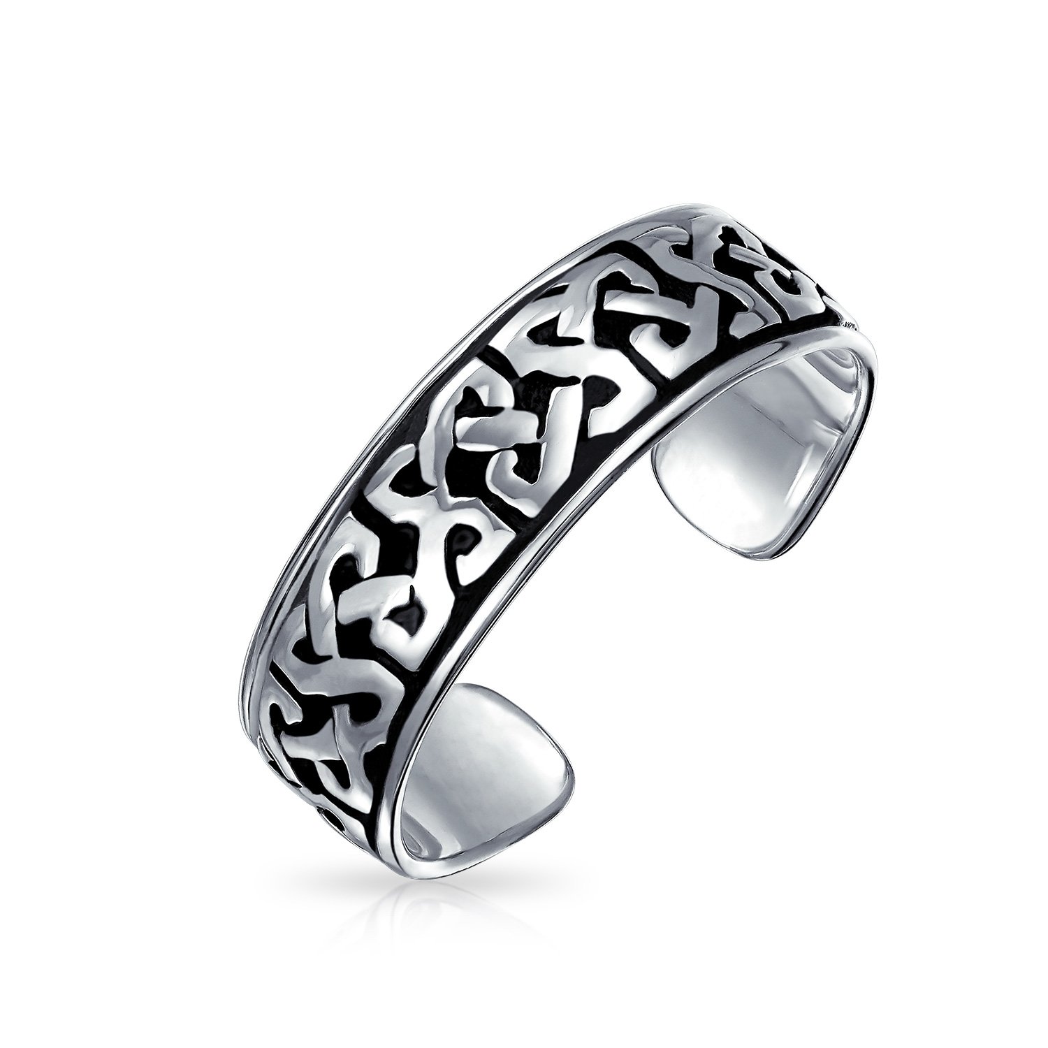 Set di Due Anelli da Mignolo o Dito del Piede con Nodo Celtico Triquetra Cerchio per Donne e Adolescenti in Argento Sterling .925 Ossidato Regolabile Personalizzabile