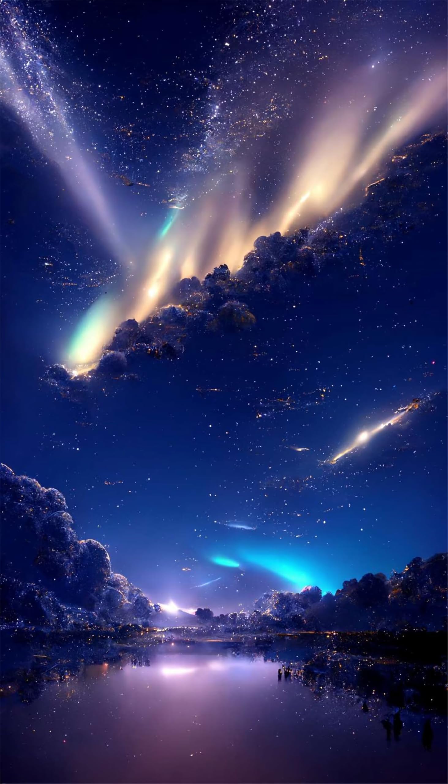 Puzzle dla dorosłych, 1200 elementów, Blue Starry Sky Landscape Artwork Puzzle 75 x 50 cm, kolorowe puzzle "zrób to sam" do dekoracji domu, rodzinne puzzle dla początkujących i dzieci