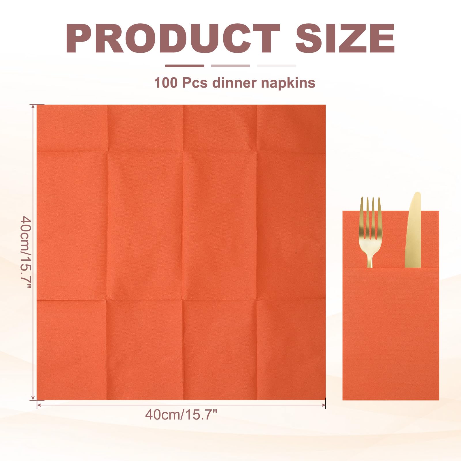 QUARKZMAN 100 Pcs Serviettes Jetables En Lin Essuie-Mains Orange Vif
