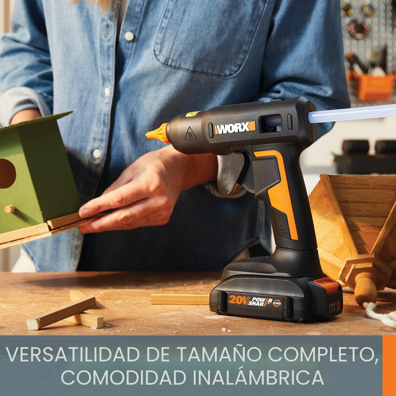 Worx Pistola de pegamento caliente de tamaño completo Power Share de 20 V WX045L.9- (solo herramienta)