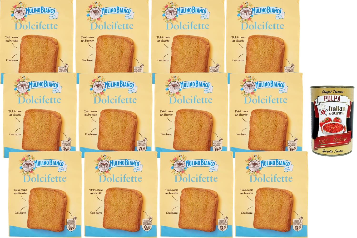 Italian Gourmet Bundle Dolcifette 12x 315g + Italian Gourmet Polpa Gratis – Italienische süße Zwieback-Scheiben mit Butter, Frühstücksgebäck, Kaffeegebäck & Vorrat 3,78kg