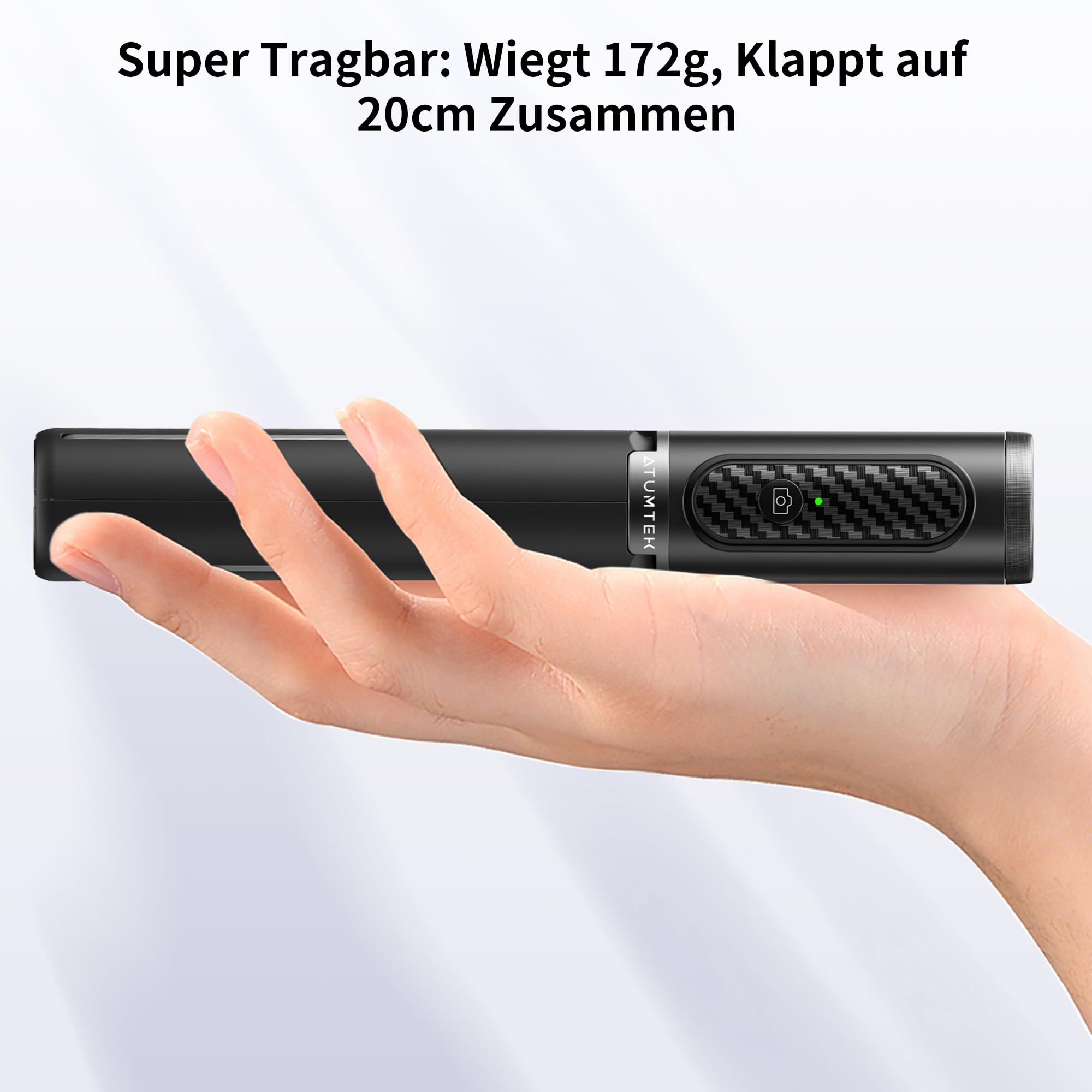 ATUMTEK Selfie Stick Stativ, 3-in-1 Ausziehbares Aluminium Handy Stativ mit kabelloser Bluetooth-Fernbedienung, Kompatibel mit iPhone 17/16/15/14/13/12 mini/11 Pro und Samsung Smartphones, Schwarz