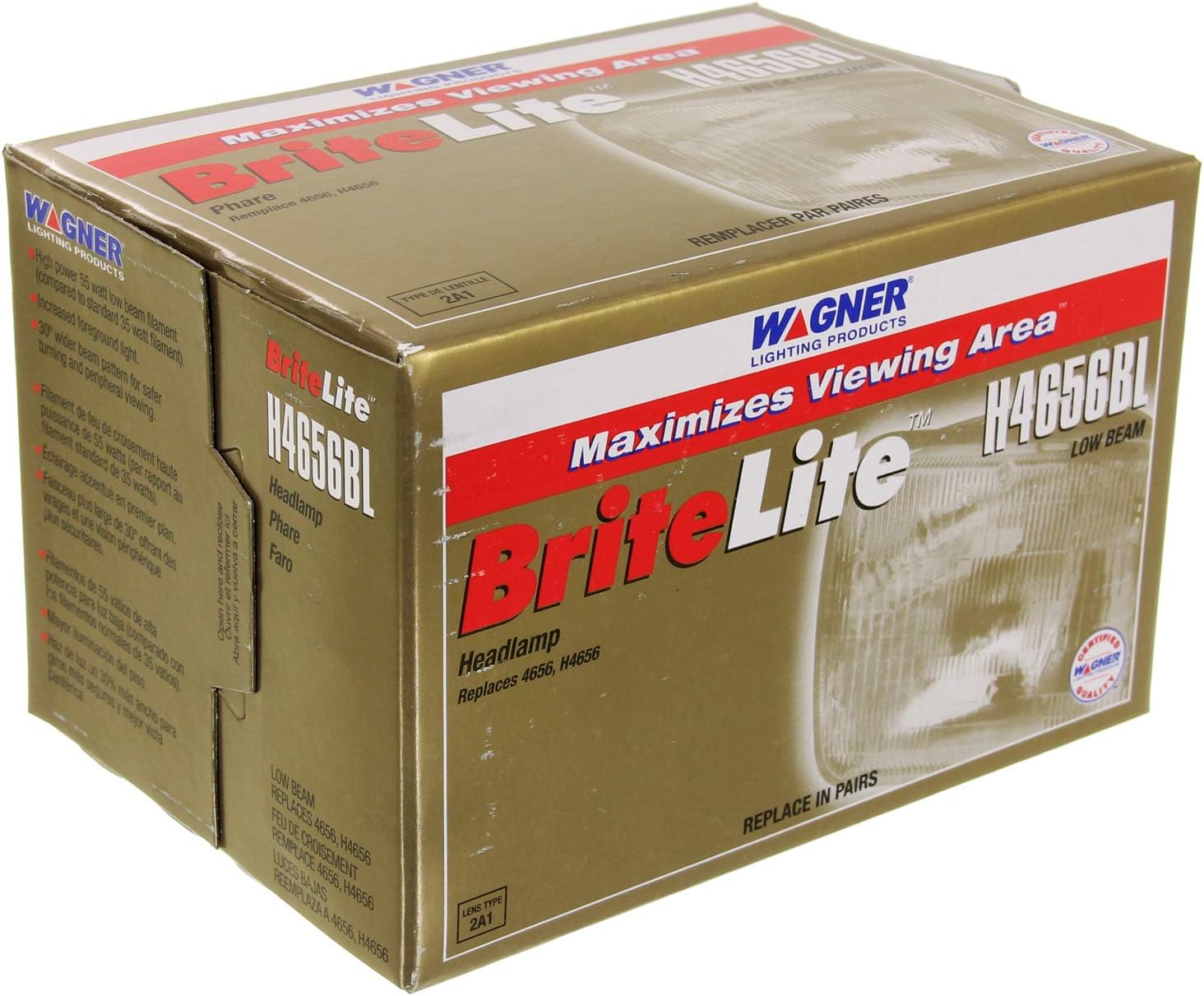 Wagner Lighting BriteLite H4656BL Headlight (Box of 1) (Pack of 2)