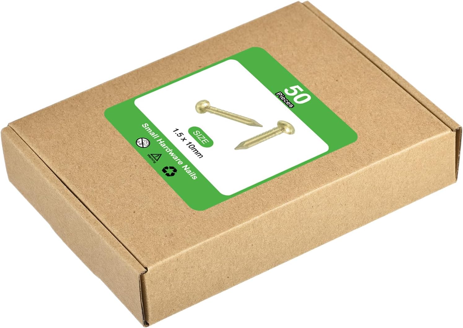 uxcell 50Pcs Small Hardware Nails, 1.5 x 10mm Brass Round Head Nail Common Finishing Nail for Household Woodworking Picture Hanging DIY Projects, Gold