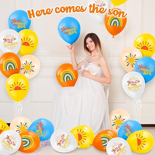 Miniatura 4 de 50 globos de baby shower, globos de baby shower, globos de primer viaje alrededor del sol, globos de baby shower arcoíris para suministros de