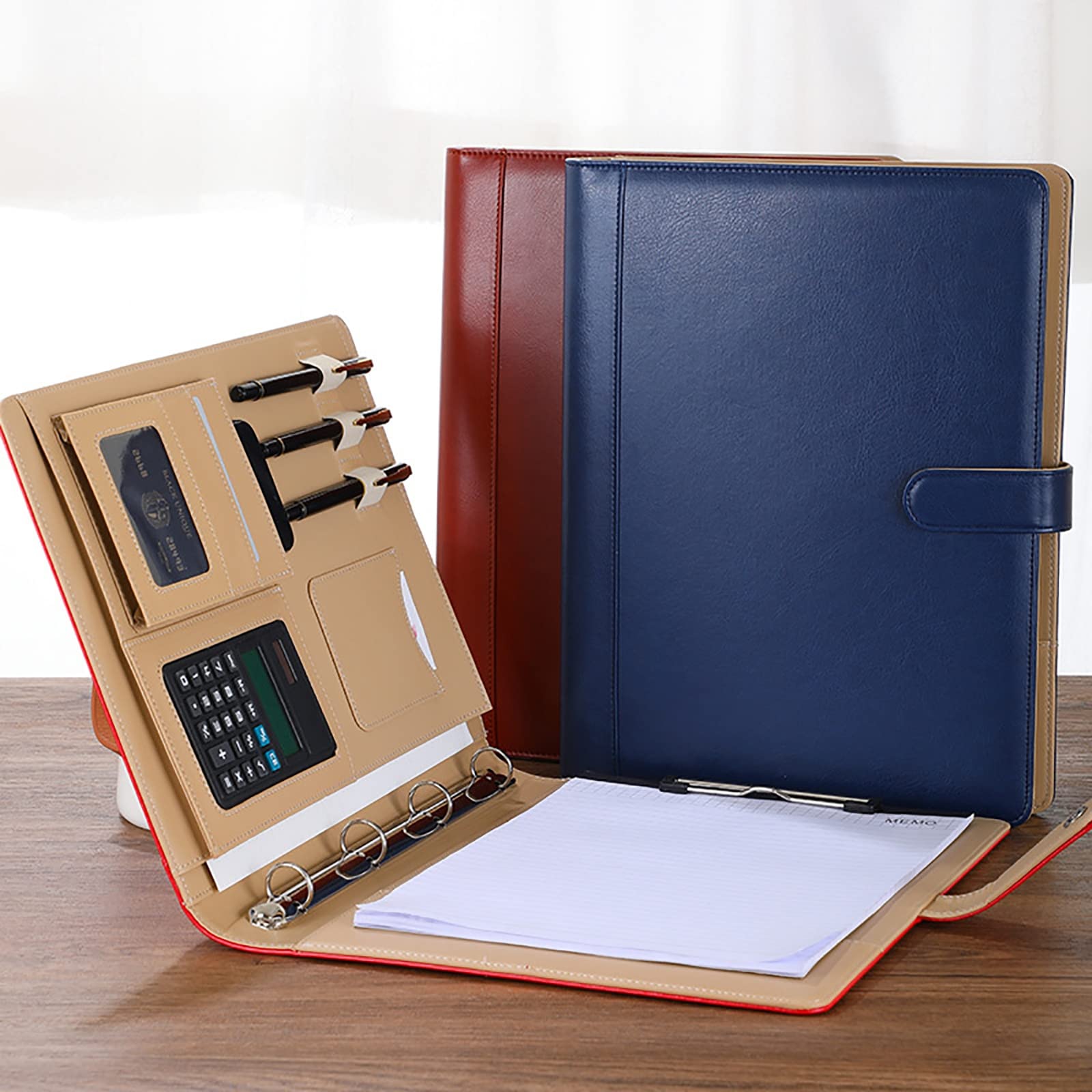 Carpeta de piel, Carpeta de Conferencias Oficina Cuero Regalo Empresarial Multicolor 26x33.5cm(Blu)