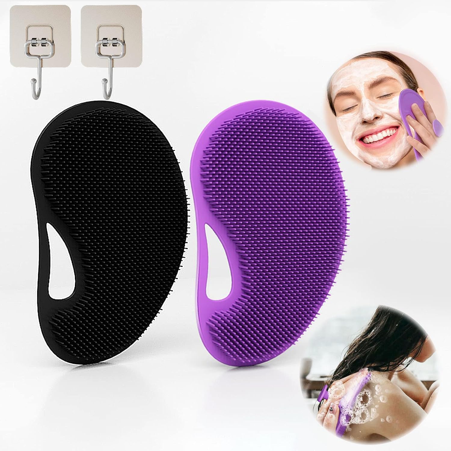 2 Pack Silicone Bath Scrubber 6 inch Gentle Exfoliator