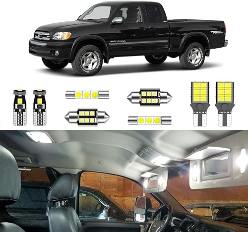 LIGHSTA Paquete de 12 luces LED interiores blancas superbrillantes para Toyota Tundra 2000 2001 2002 2003 2004 2005 2006 + luces de carga + luces de