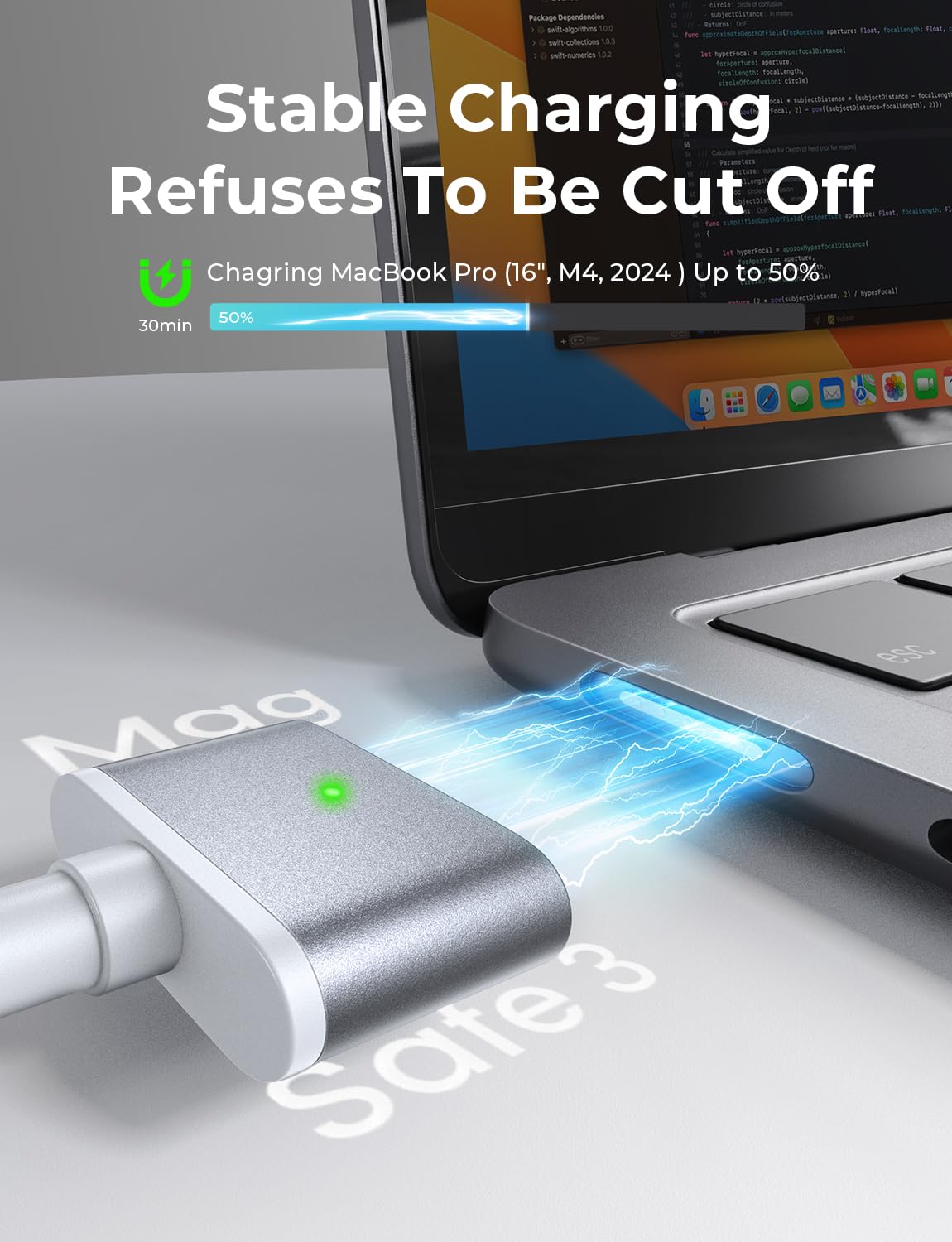 Cavo Di Ricarica Magnetico USB Tipo C Da 2 M Per Magsafe 3 Cavo Di Ricarica Per Laptop Convertore PD 140 W Per MacBook Air/Pro A2442 A2485 A2 - Foto 5