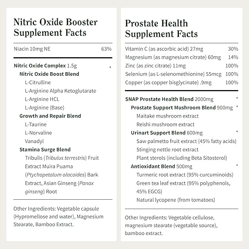 Miniatura 8 de Snap Supplements Paquete de suplemento de óxido nítrico y salud de próstata para hombres, 90 + 60 cápsulas vegetarianas (suministro de 1 mes)