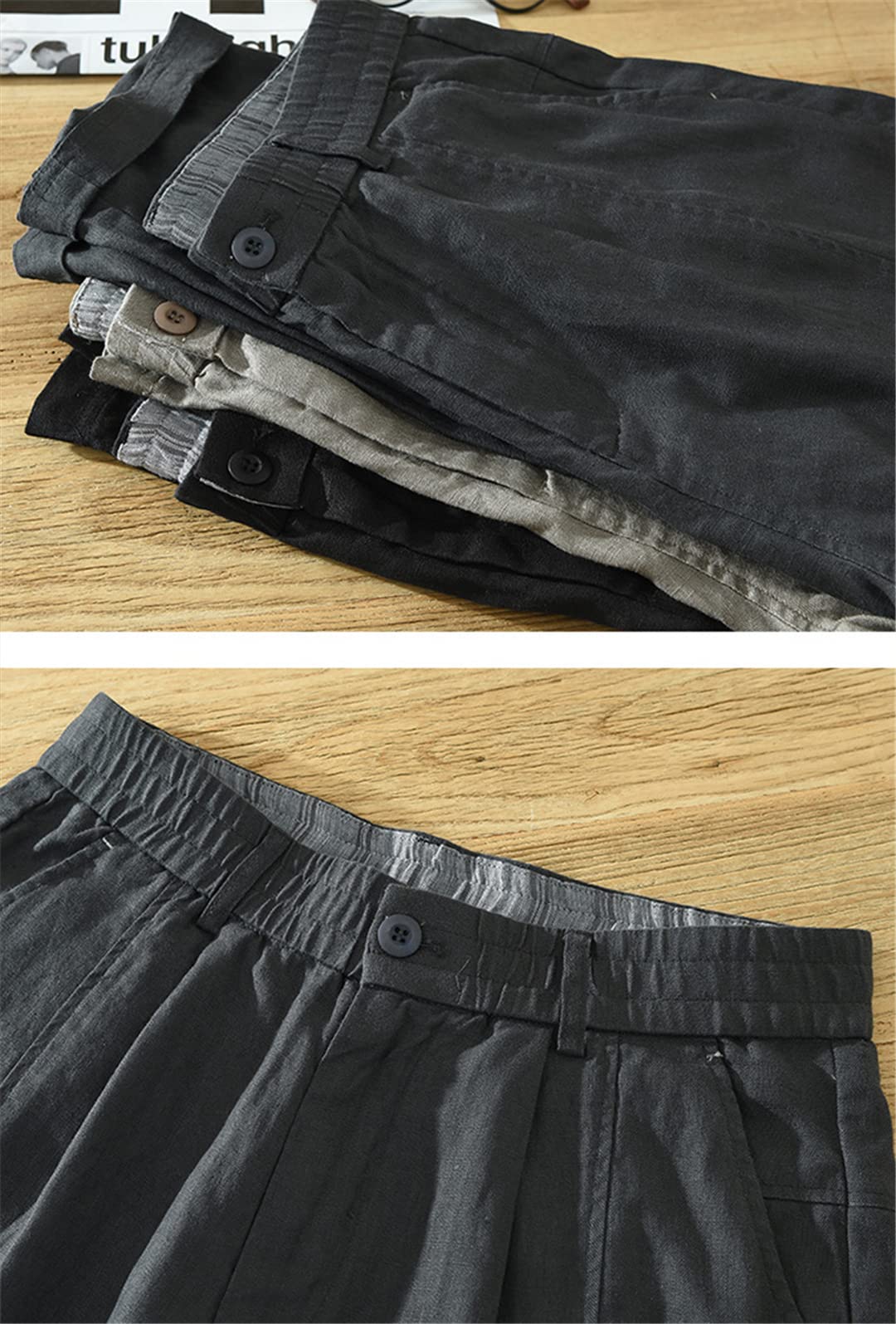 Disimlarl Pantaloni alla caviglia in lino primavera estate pantaloni casual da uomo vintage sottile elastico in vita