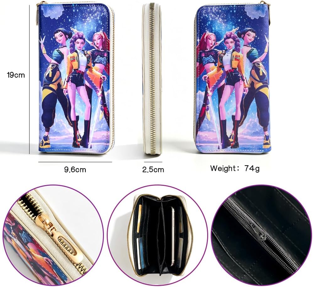 Kpop Kawaii Mini Wallet & Coin Purse - Cute Cartoon Card Holder with Zipper, Compact 7.3×4.3in, Daily Essential for Fans (Kp2)