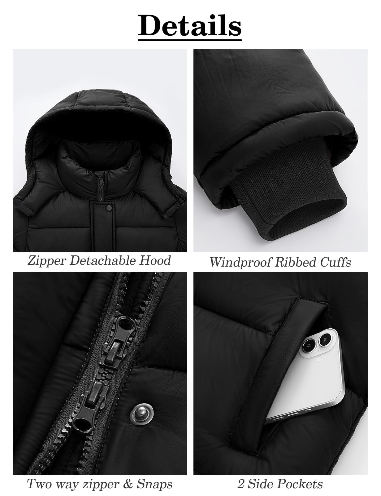 Tuopuda Cappotto Calda Donna Lungo Invernale Idrorepellente con Cappuccio