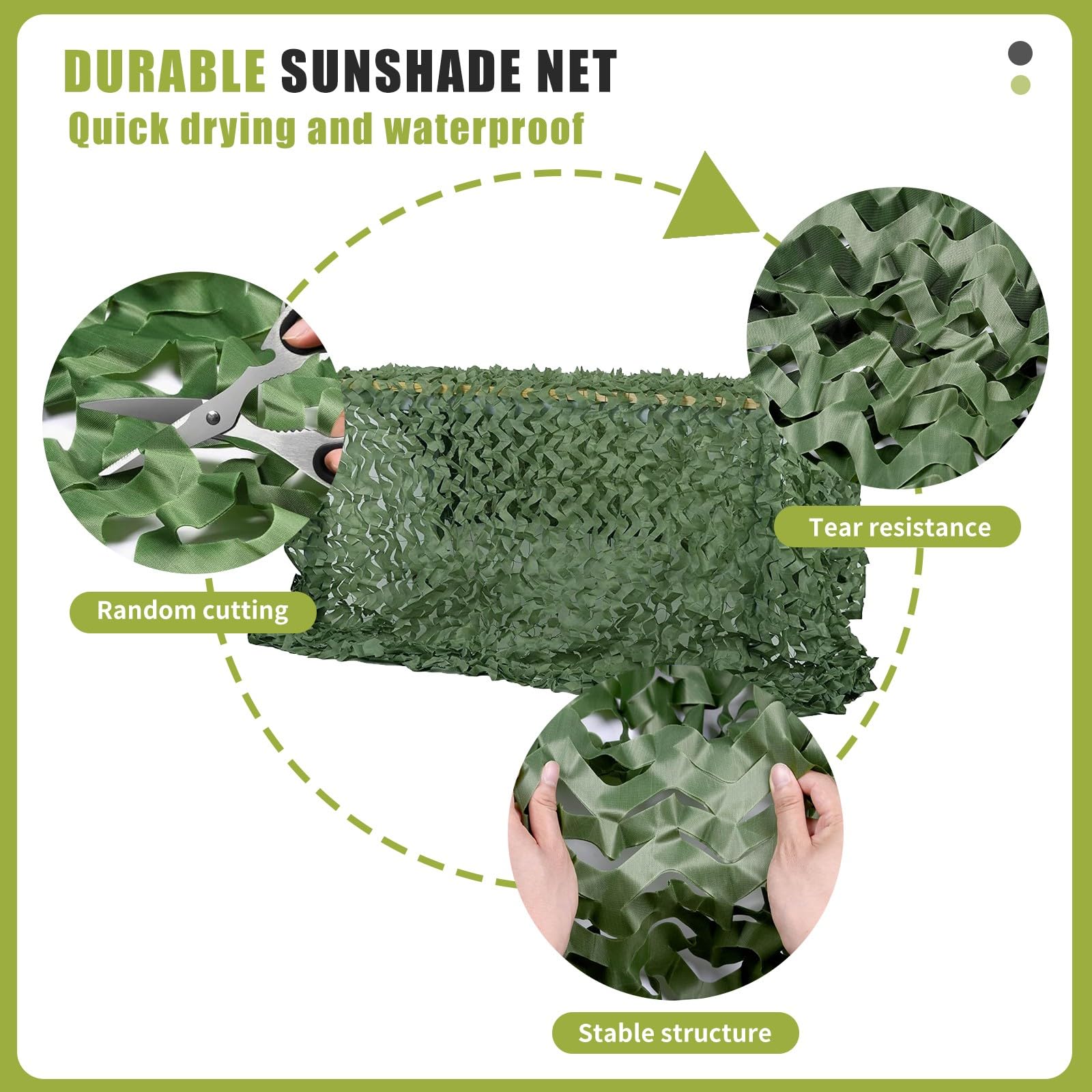 Red de Camuflaje, Malla Camuflaje Sombra, Protección Solar y Frescura, para Cenadores de Jardín